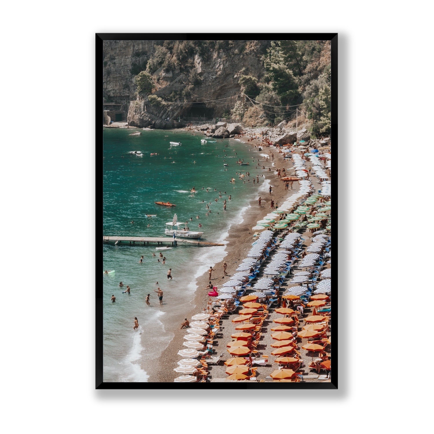 Ocean's Playground Positano decor wall art Statement full-bleed fine art print in black frame