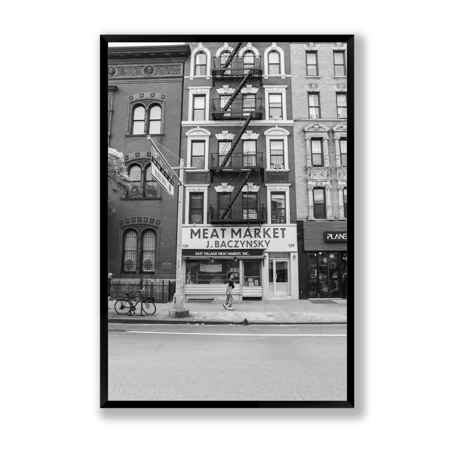 Vertical Village New York NYC Black & White wall art Statement full-bleed fine art print in black frame