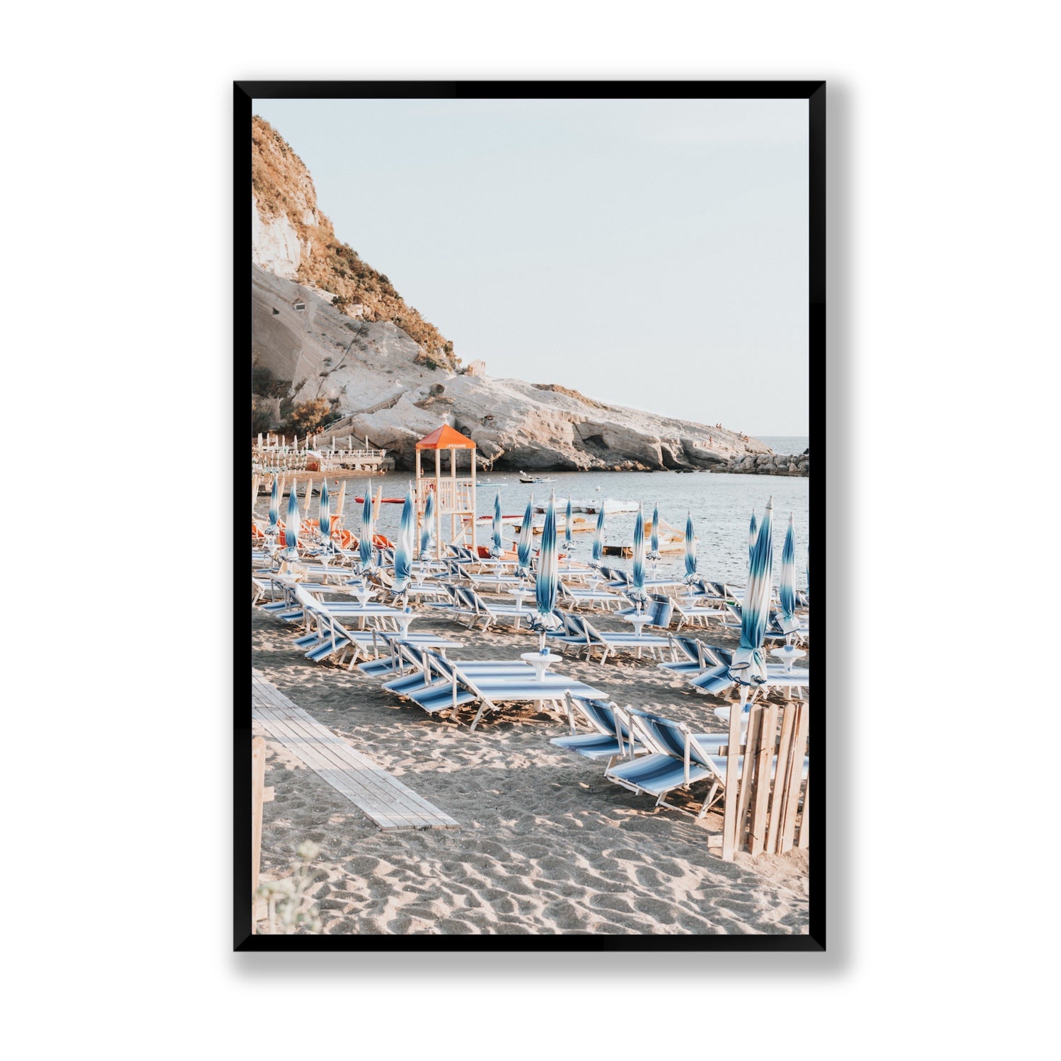 The Golden Hour Ischia Italian coastal wall art Statement full-bleed fine art print in black frame