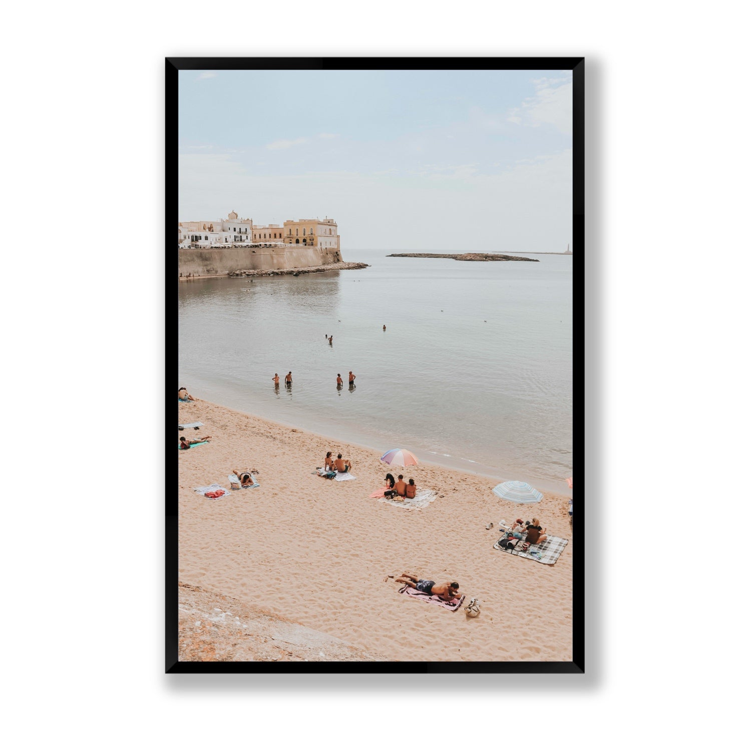Spiaggia della Purita Puglia coastal art print Statement full-bleed fine art print in black frame