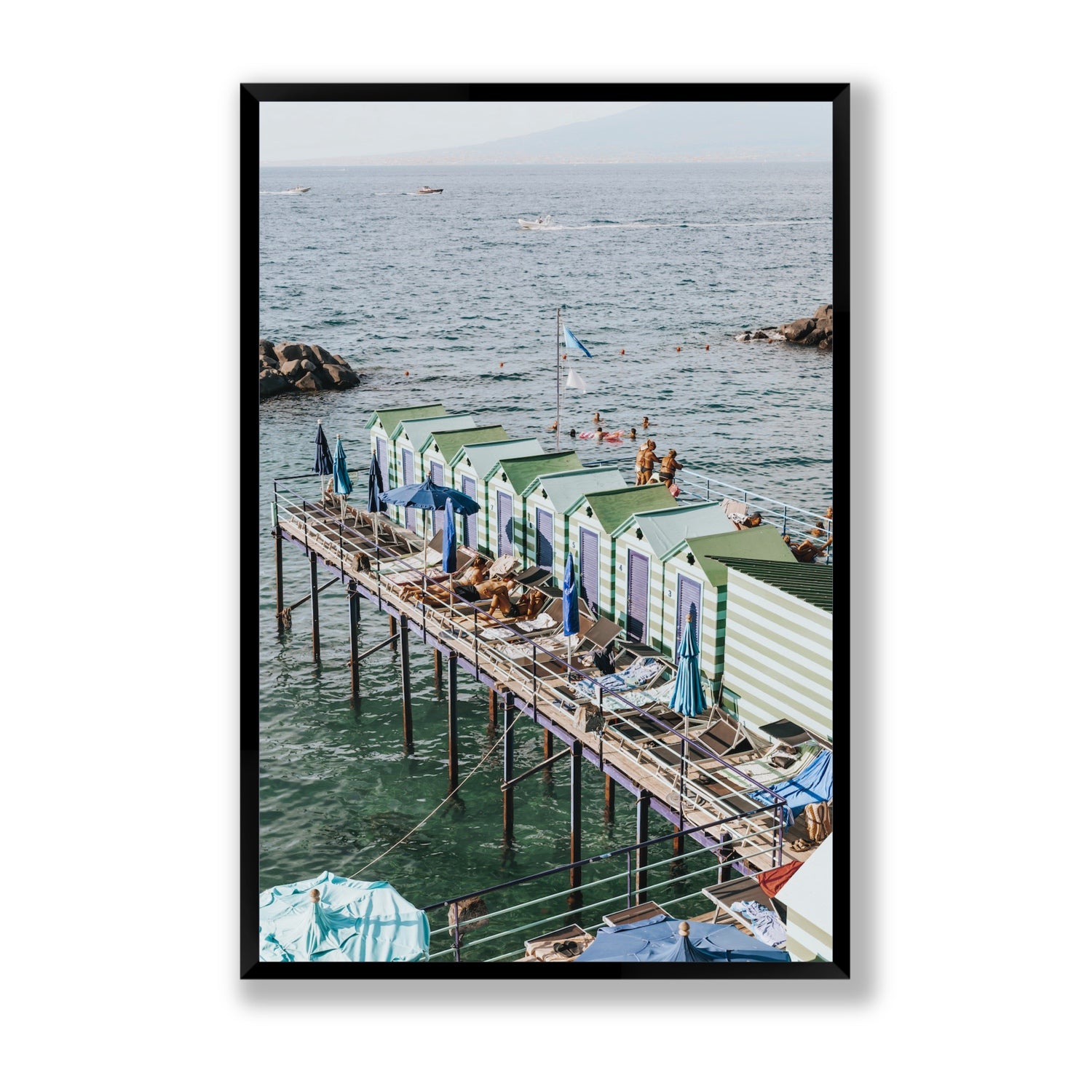 Cabine da Spiaggia fine art print, Sorrento, Italy, Statement, Black Frame · Full Bleed, Fine Art Print
