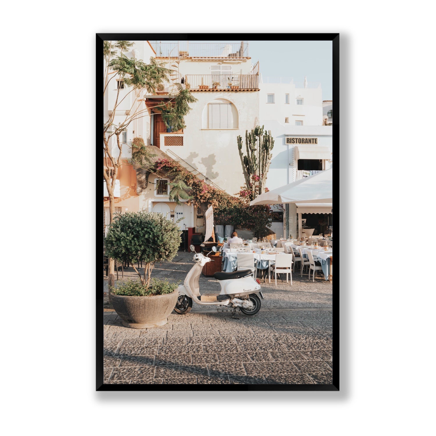 Ristorante Ischia Italian Mediterranean decor wall art Statement full-bleed fine art print in black frame