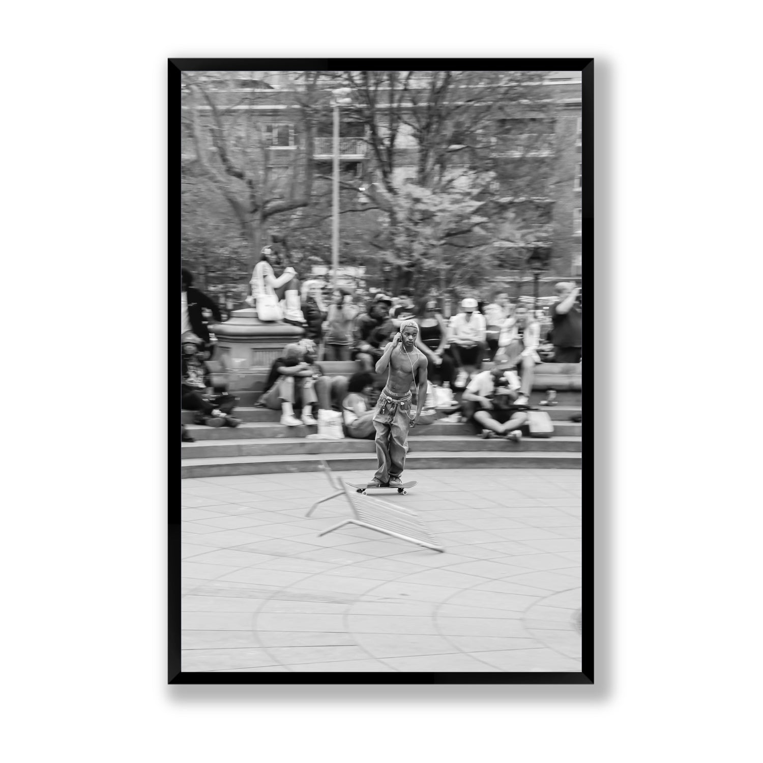 Skate Park Serenade New York NYC Black & White wall art Statement full-bleed fine art print in black frame