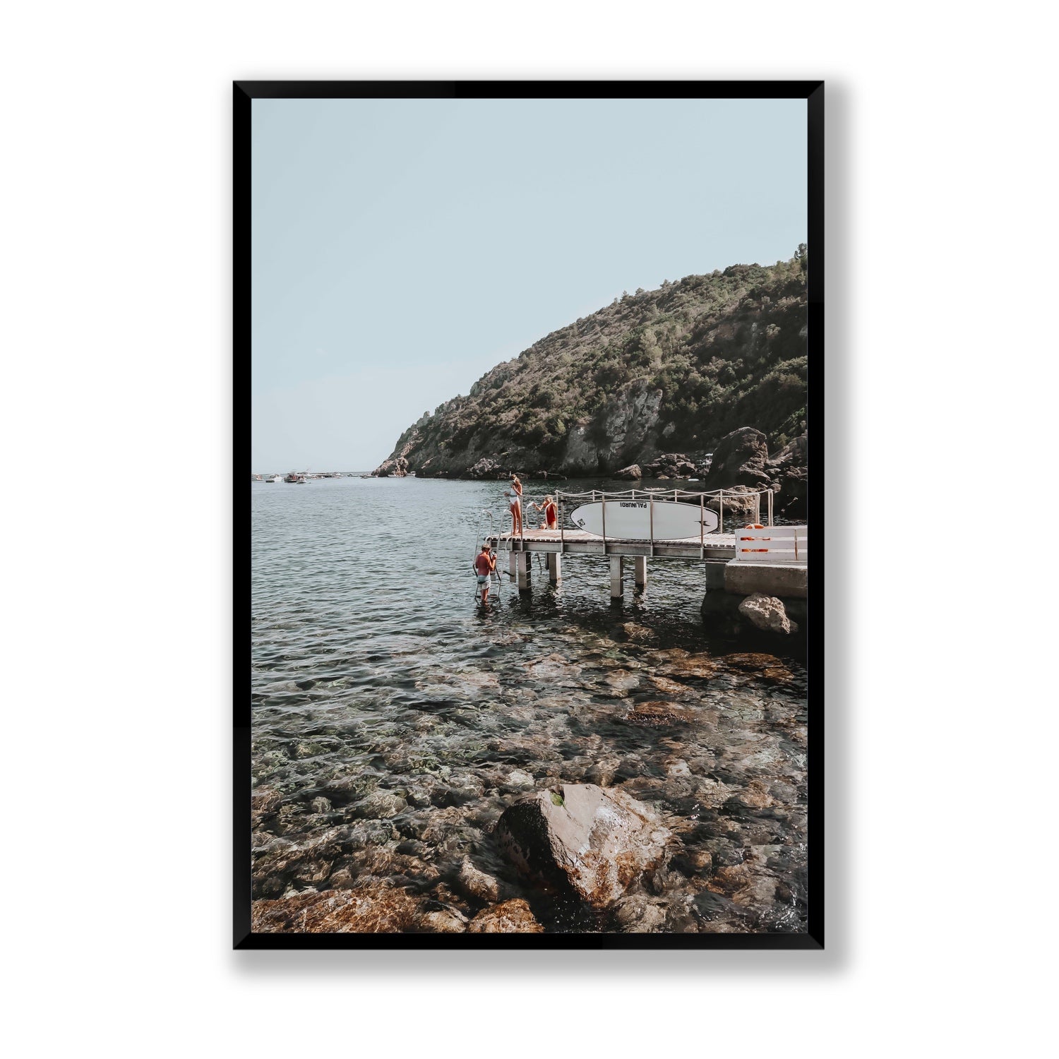 Tidal Explorers Tuscany coastal Italian wall art Statement full-bleed fine art print in black frame