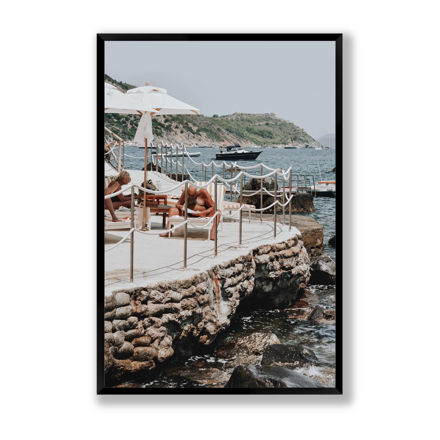 Nonno e Nonna Tuscany coastal Italian wall art Statement full-bleed fine art print in black frame