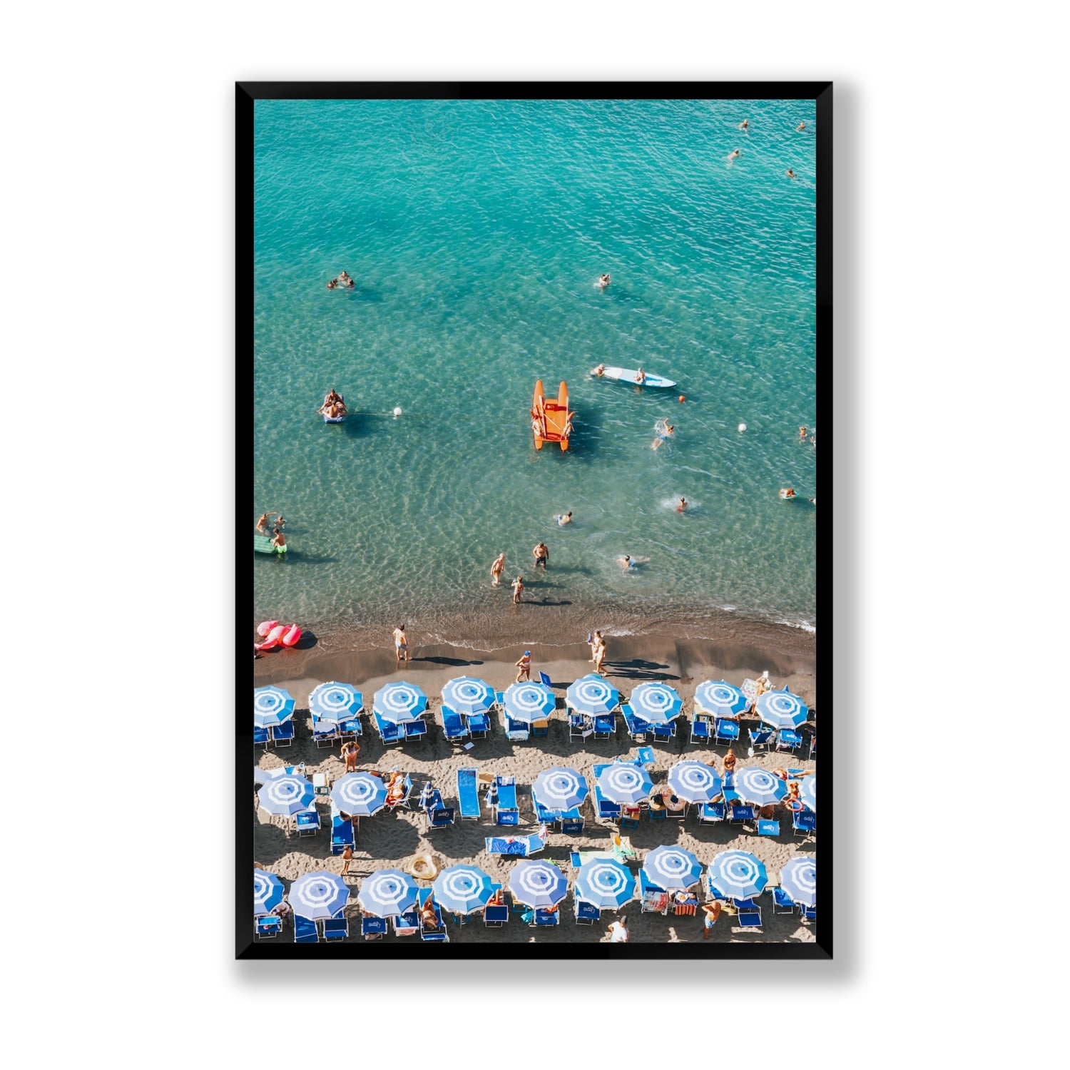 Aquamarine Oasis Sorrento Italian coastal wall art Statement full-bleed fine art print in black frame