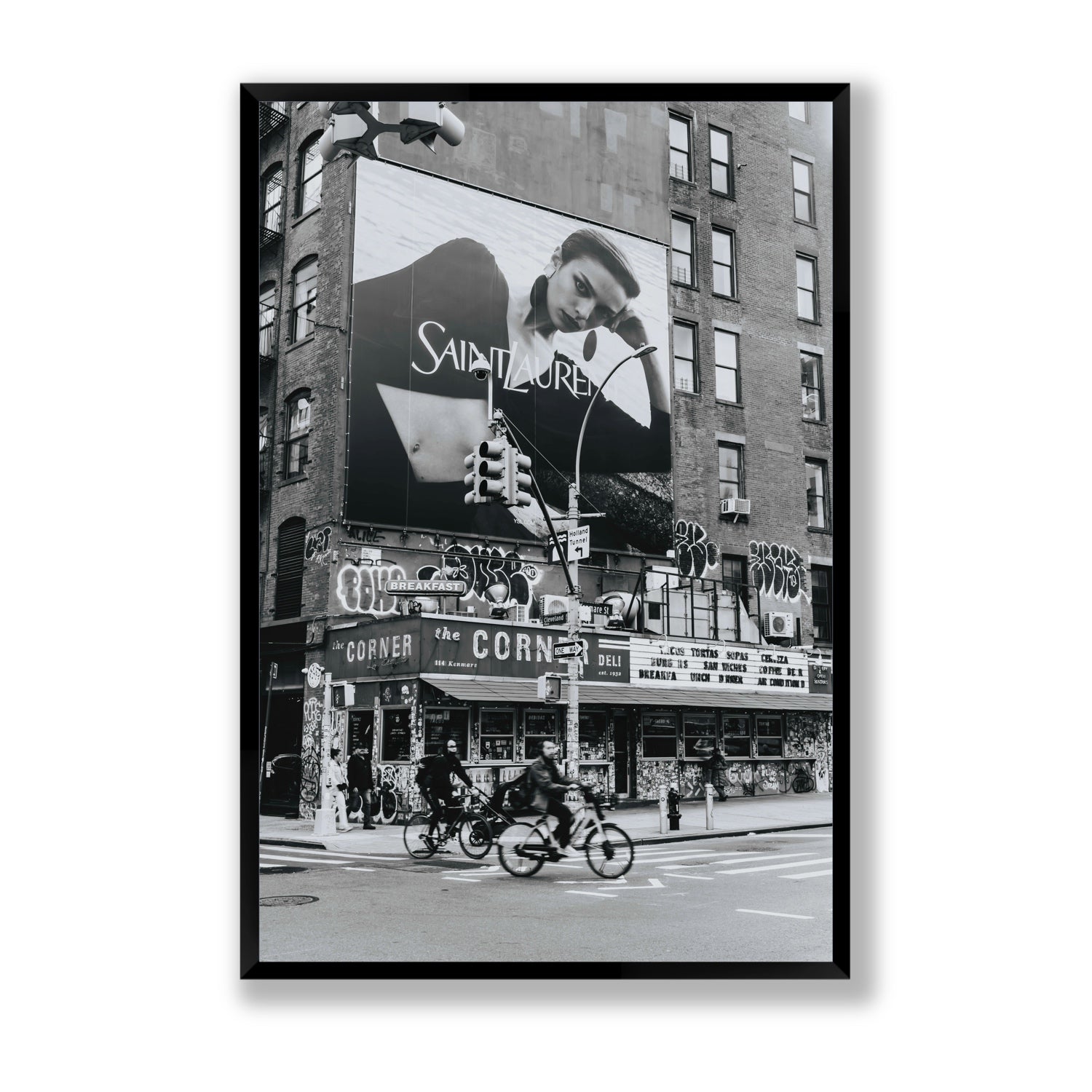 Runway To Rooftops New York NYC Black & White wall art Statement full-bleed fine art print in black frame