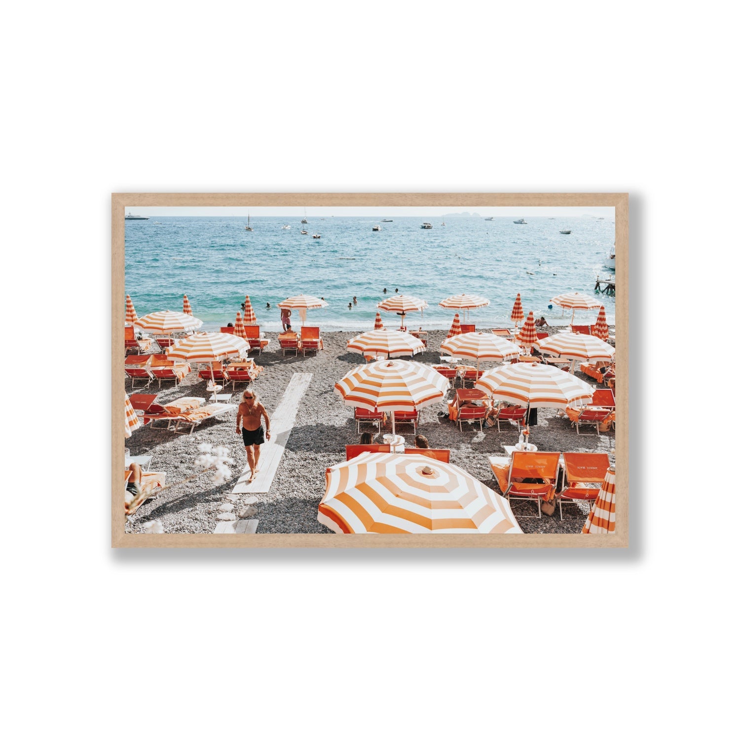 Shoreline Strut Positano wall art Giant full-bleed fine art print in natural oak frame