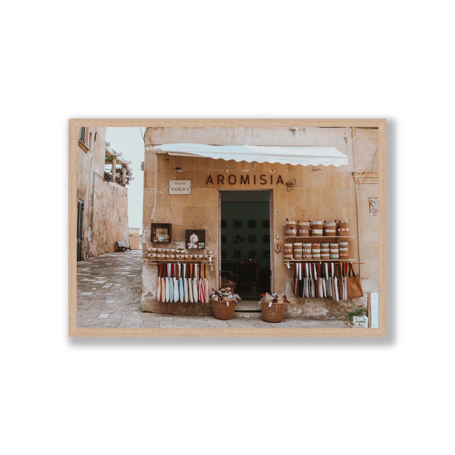 Aromisia Puglia Otranto Italian wall art Giant full-bleed fine art print in natural oak frame