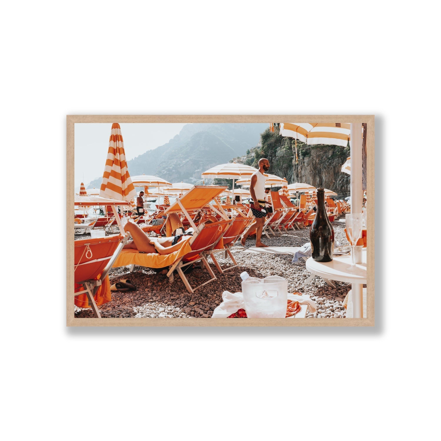Zesty Shade Positano wall art Giant full-bleed fine art print in natural oak frame