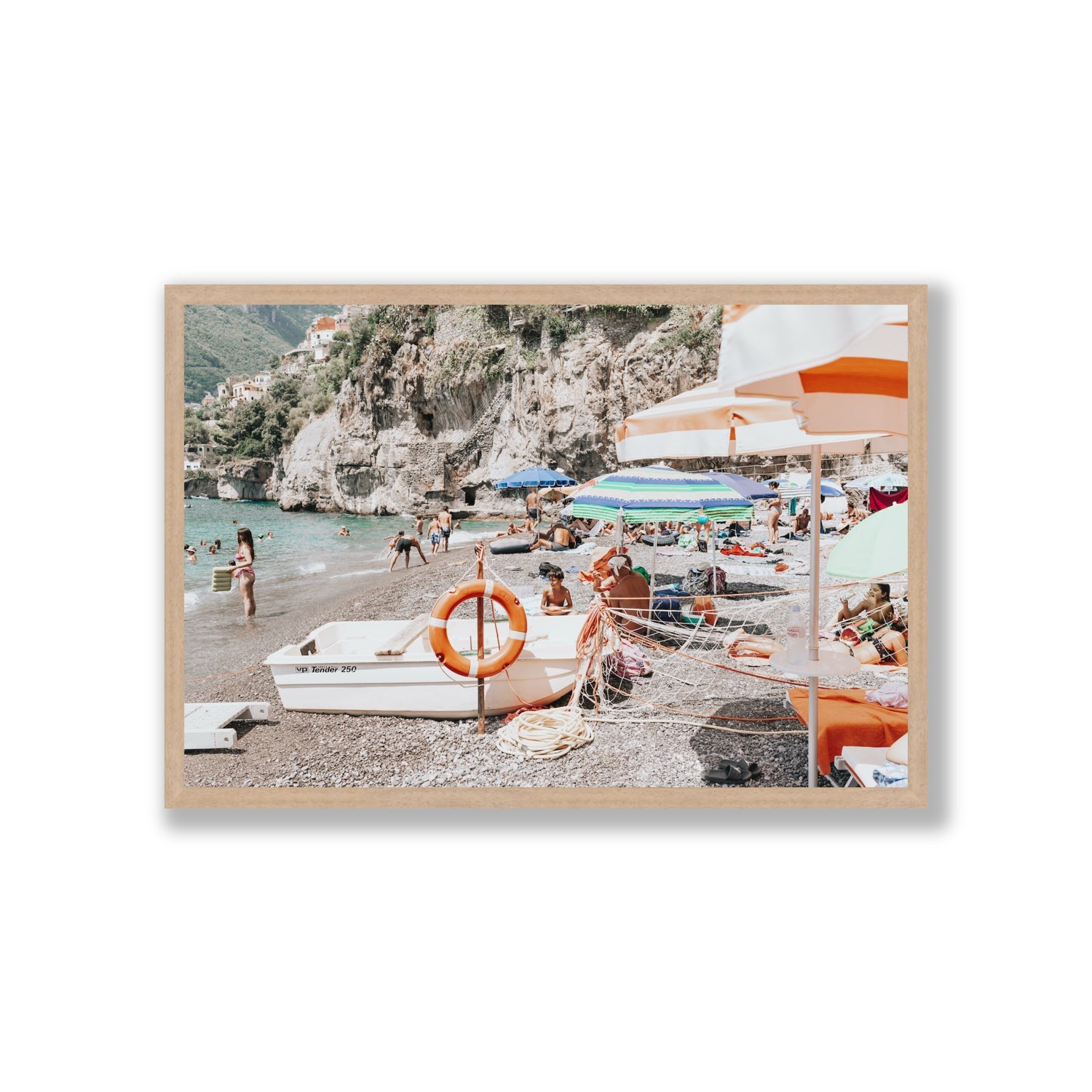 Bellezza By The Bay fine art print, Positano, Italy, Giant, Natural Oak Frame · Full Bleed, Fine Art Print