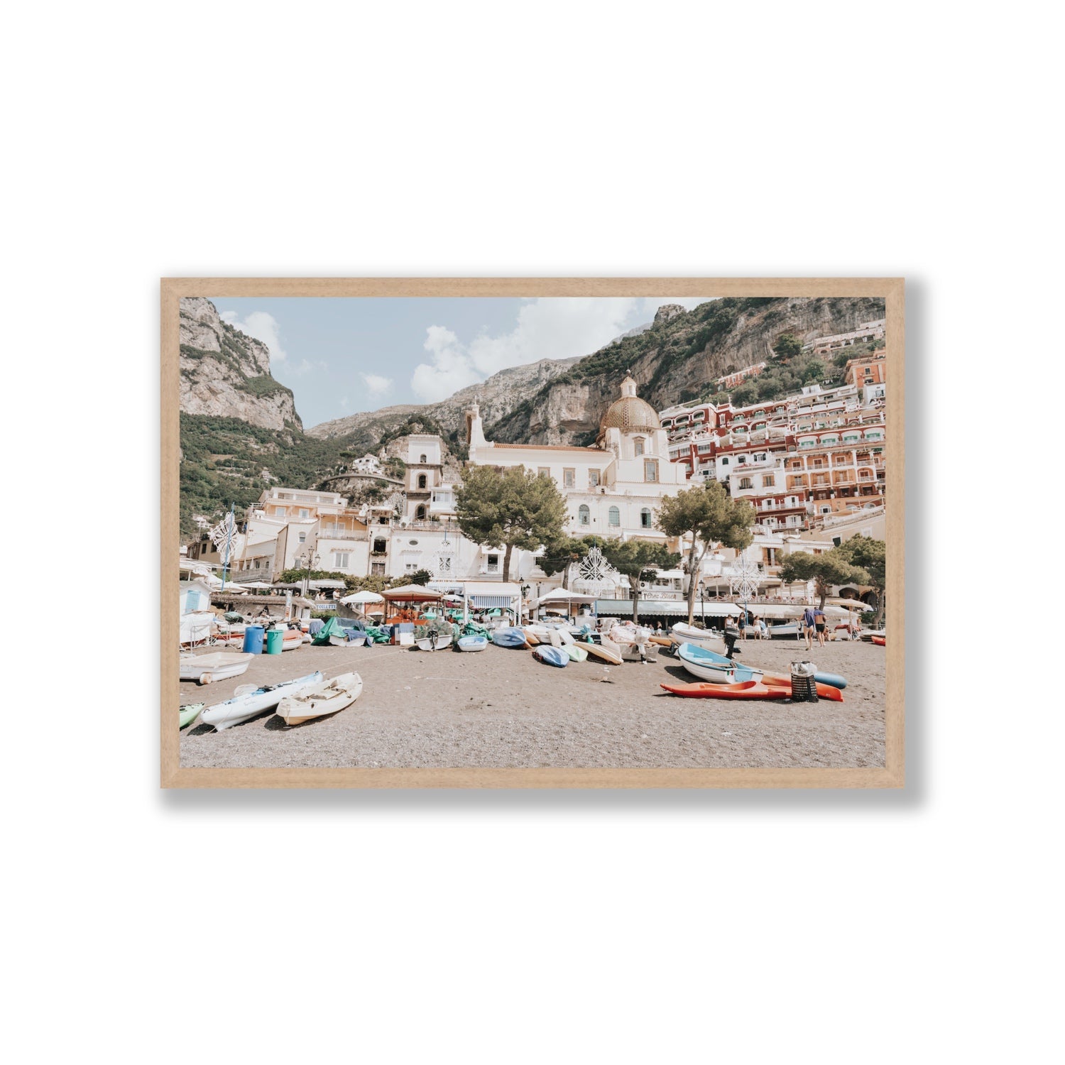 Pastel Paradise fine art print, Positano, Italy, Giant, Natural Oak Frame · Full Bleed, Fine Art Print