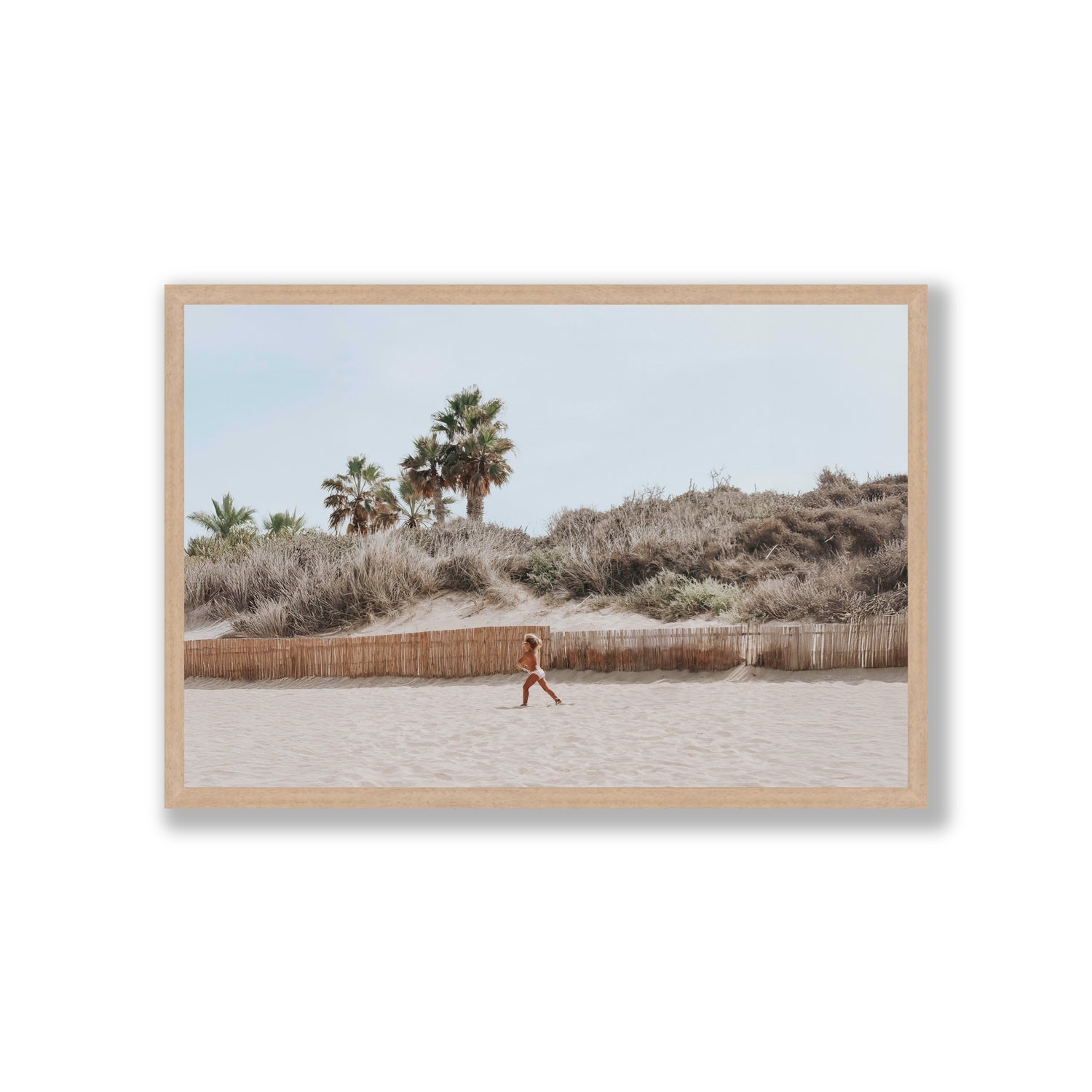 Ragazza Da Spiaggia Puglia beach Italian fine art print Giant full-bleed fine art print in natural oak frame
