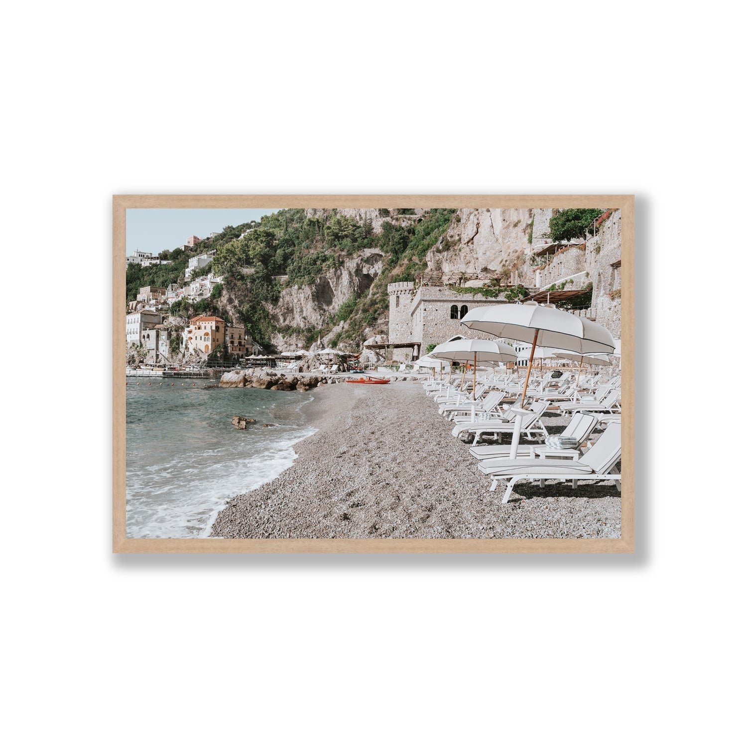 Borgo Santandrea fine art print, Amalfi, Italy, Giant, Natural Oak Frame · Full Bleed, Fine Art Print