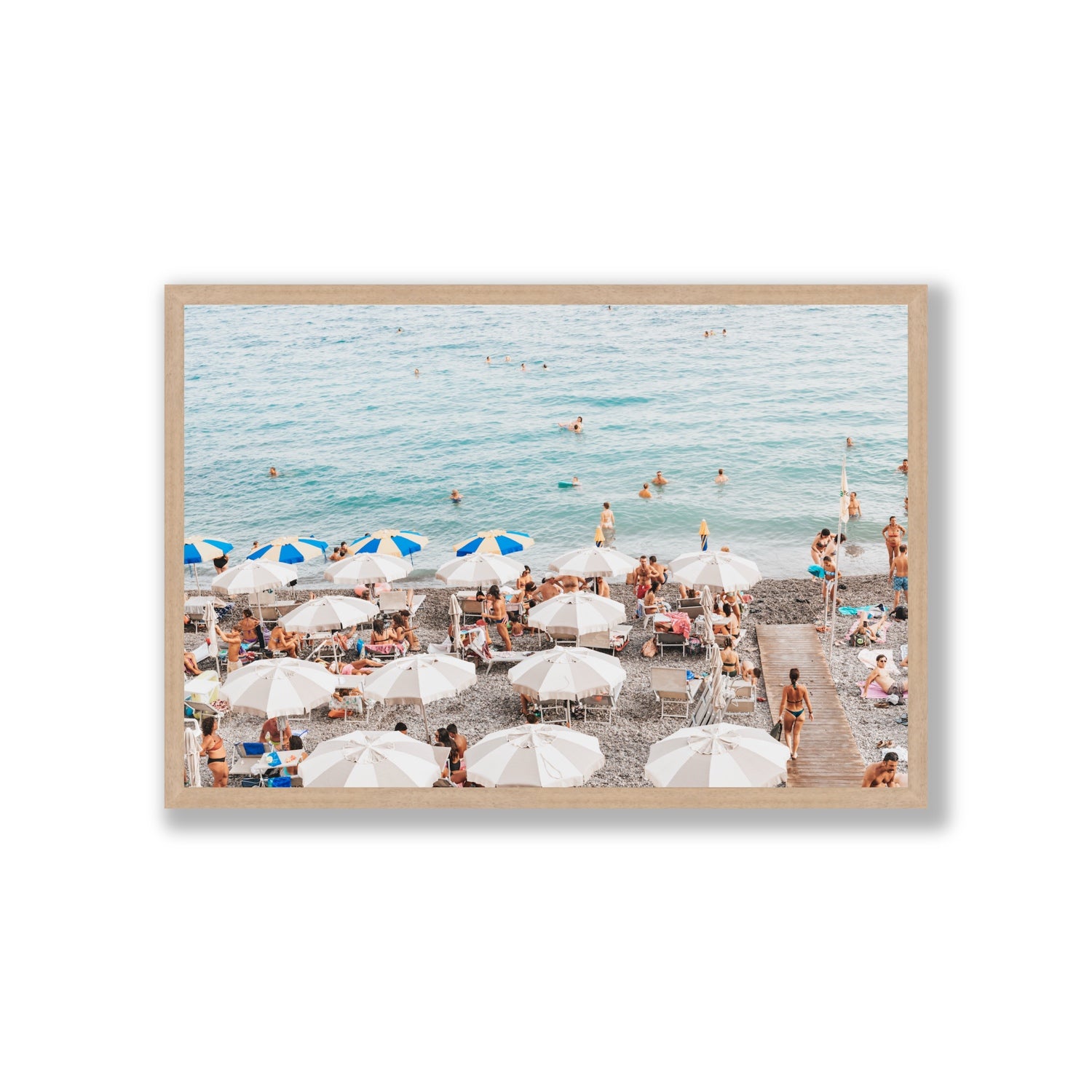Dreamscape Amalfi Italian beach wall art Giant full-bleed fine art print in natural oak frame
