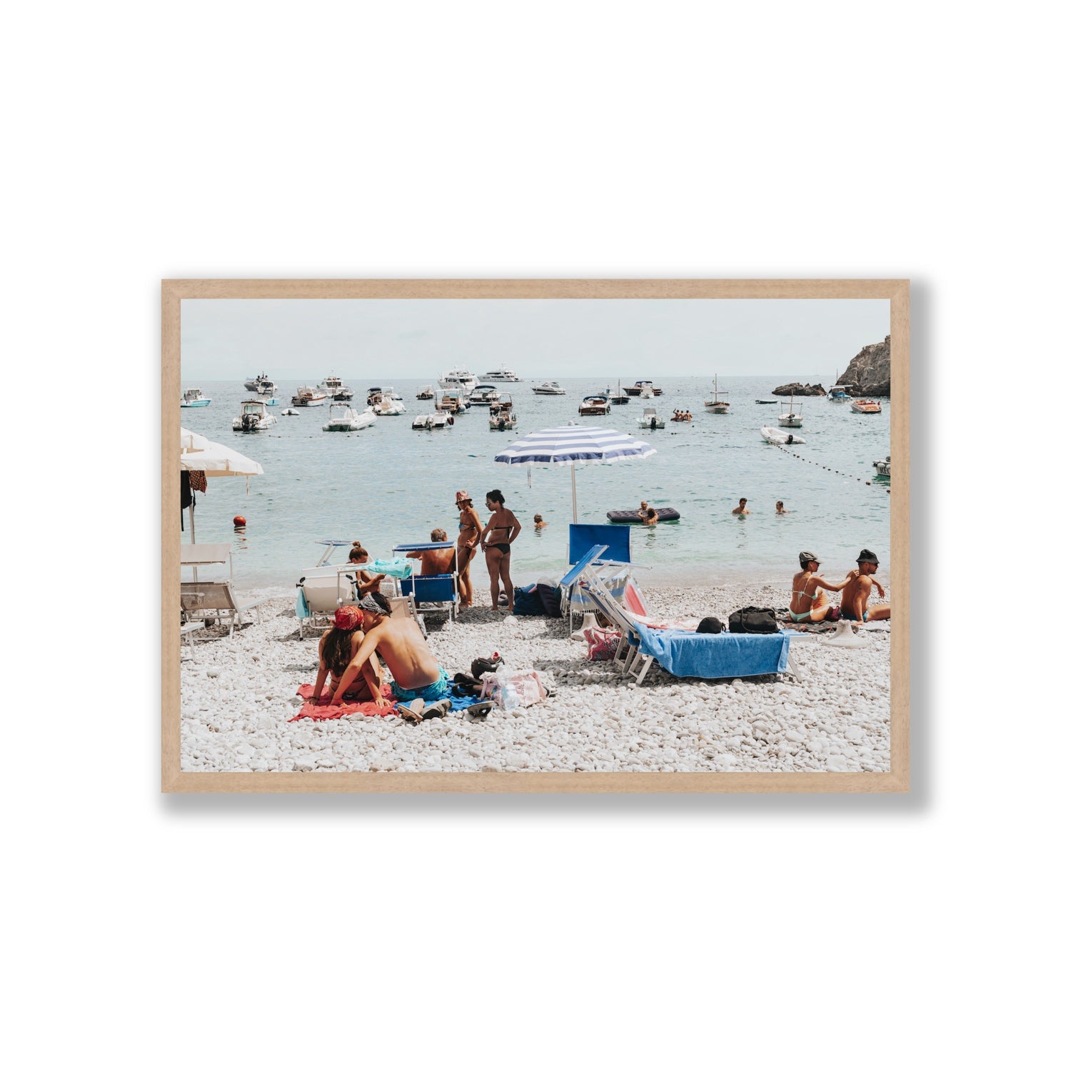 The Kiss Nerano wall art Giant full-bleed fine art print in natural oak frame