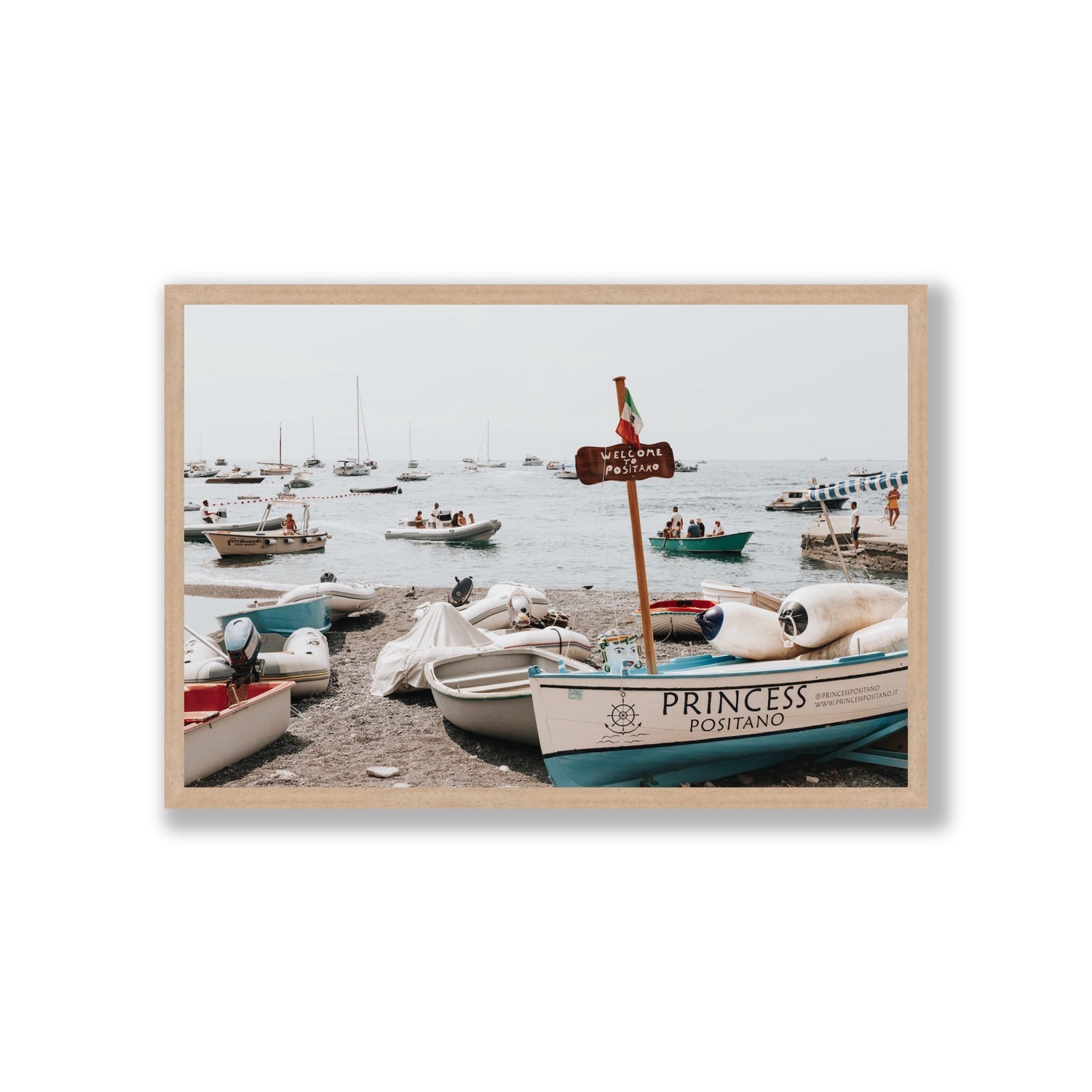 Princess Positano fine art print, Positano, Italy, Giant, Natural Oak Frame · Full Bleed, Fine Art Print