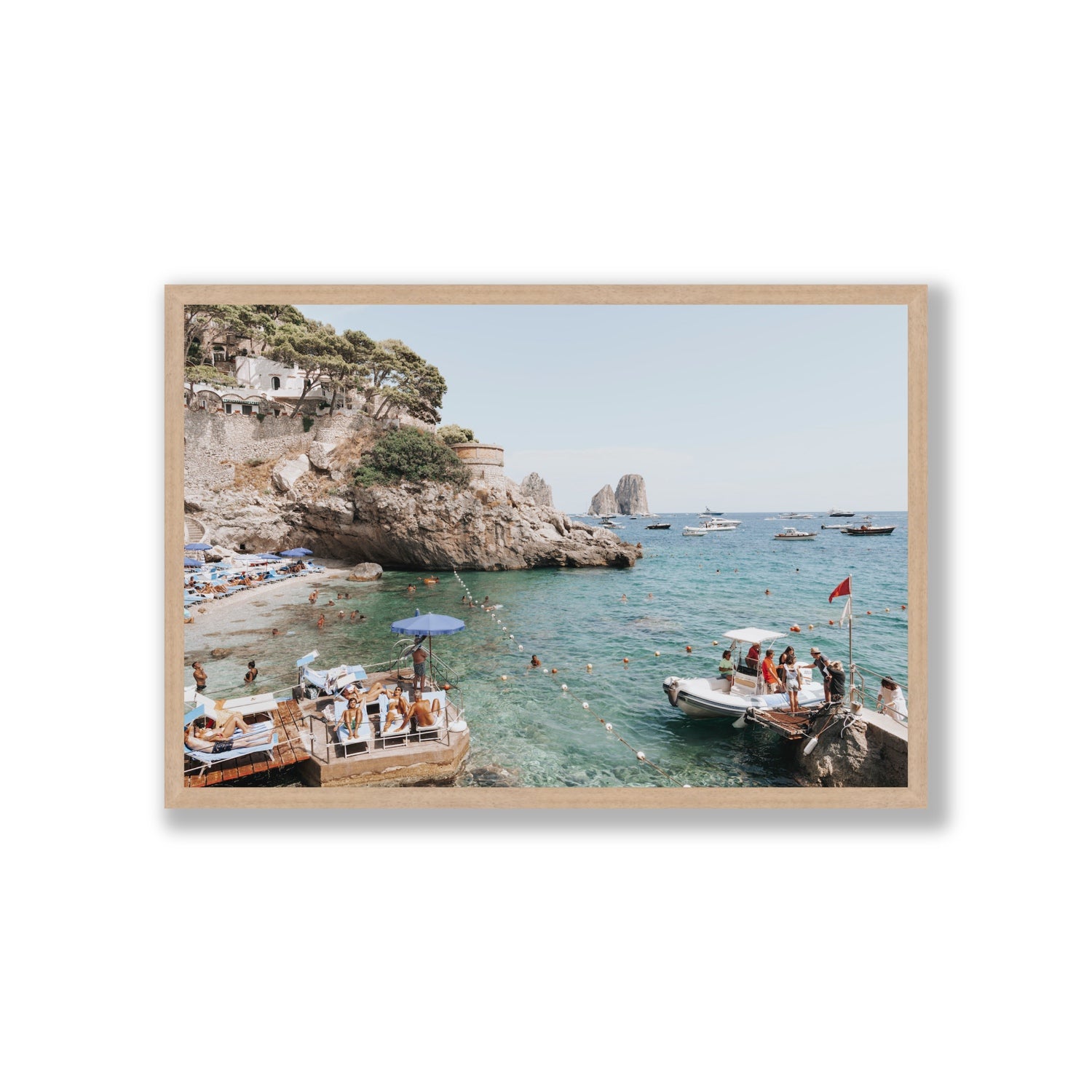 Torre Saracena fine art print, Capri, Italy, Giant, Natural Oak Frame · Full Bleed, Fine Art Print