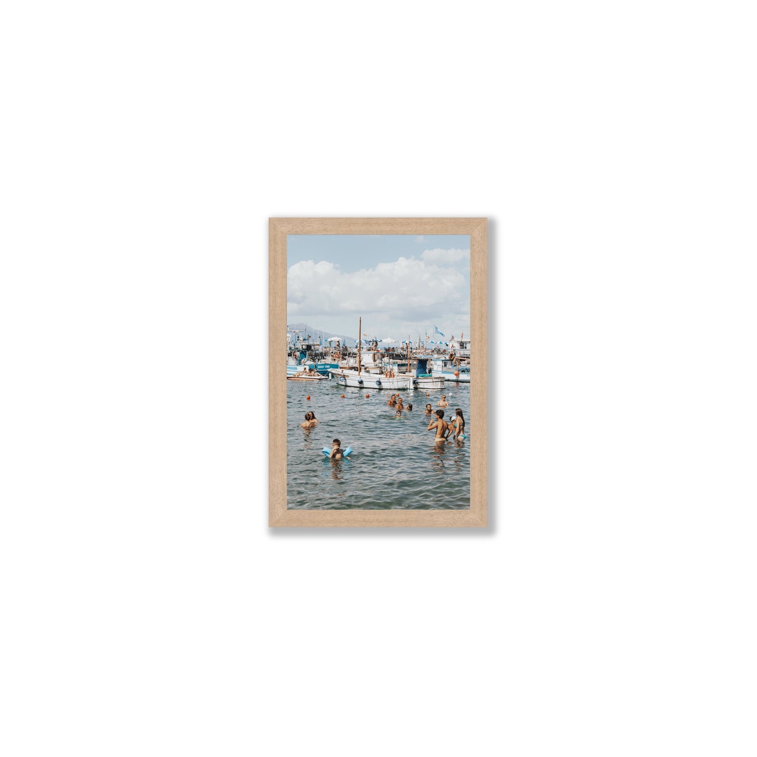 Vacanze Italiane Sorrento Italian coastal wall art Small full-bleed fine art print in natural oak frame
