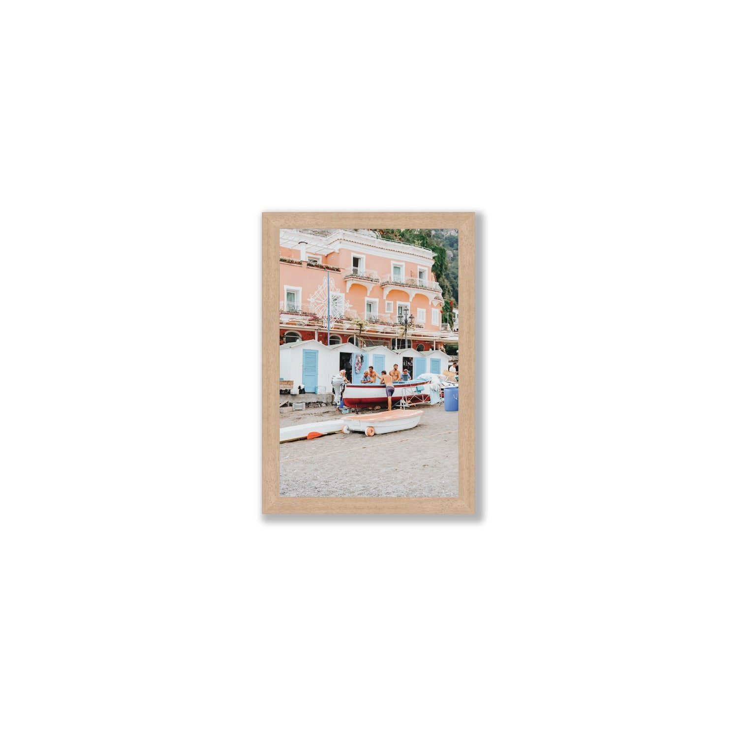 La Riunione della Mattina fine art print, Positano, Italy, Small, Natural Oak Frame · Full Bleed, Fine Art Print