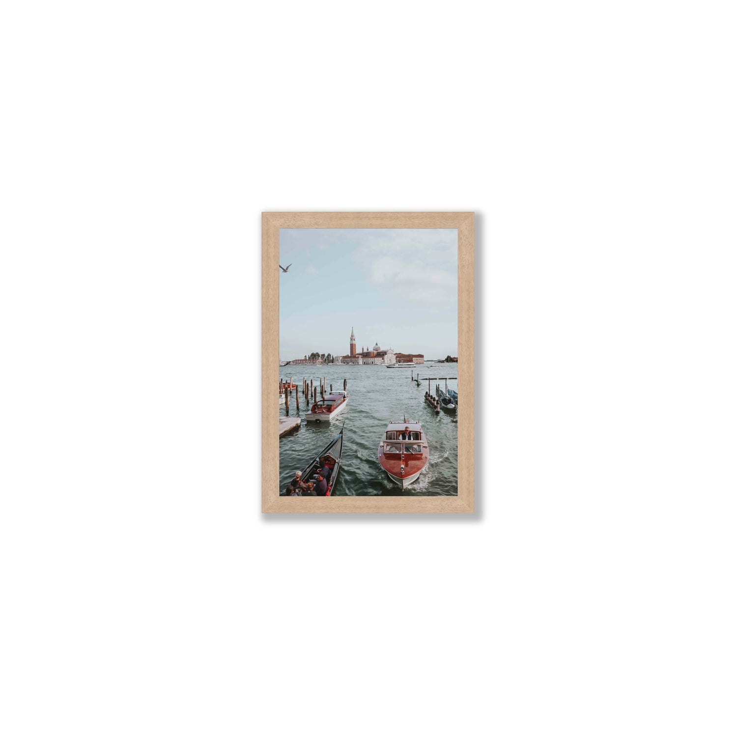 Galleggiante Venice Italian wall art Small full-bleed fine art print in natural oak frame