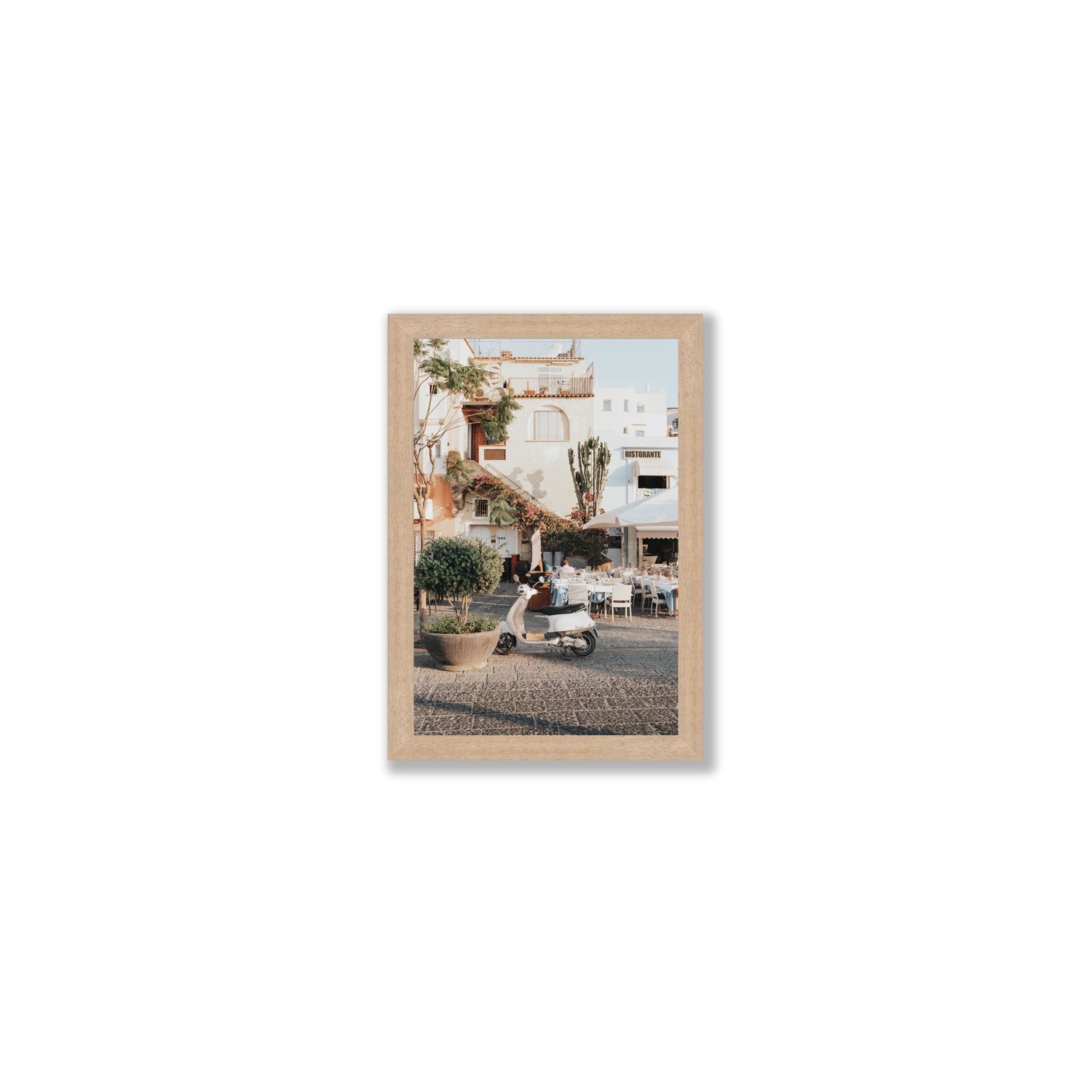 Ristorante Ischia Italian Mediterranean decor wall art Small full-bleed fine art print in natural oak frame