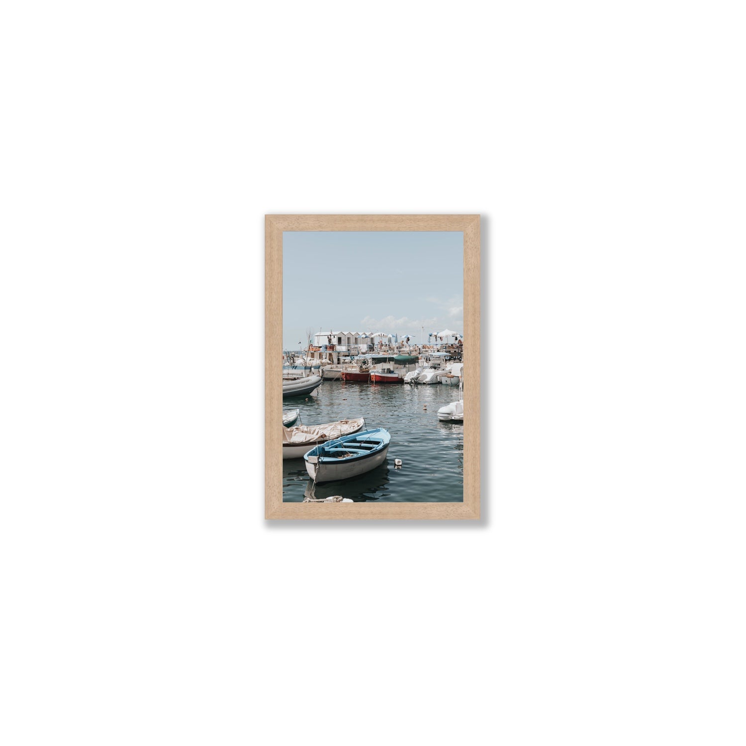 Harbour Hues Sorrento coastal Carousel wall art Small full-bleed fine art print in natural oak frame