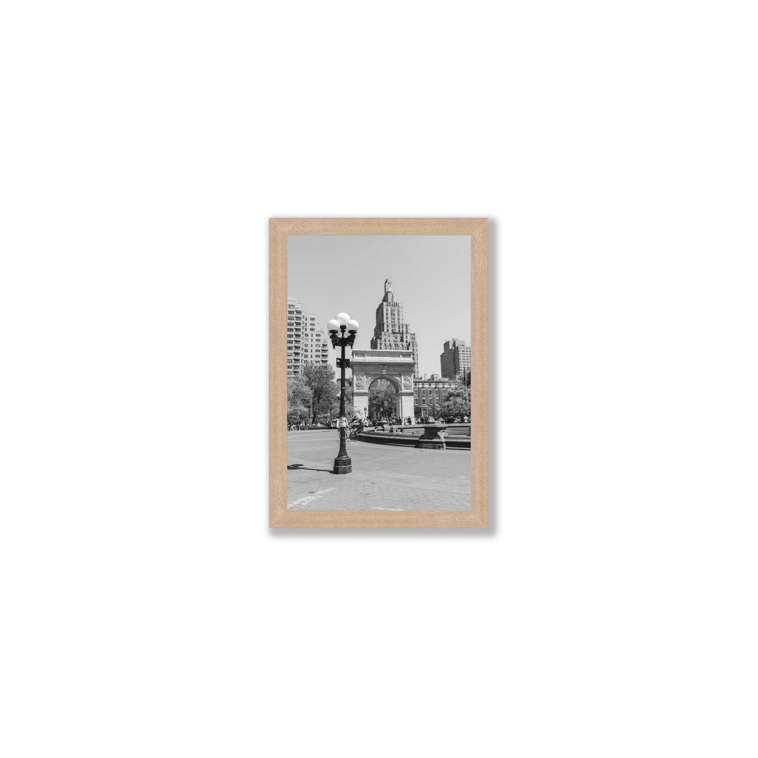 Pole Position New York NYC Black & White wall art Small full-bleed fine art print in natural oak frame