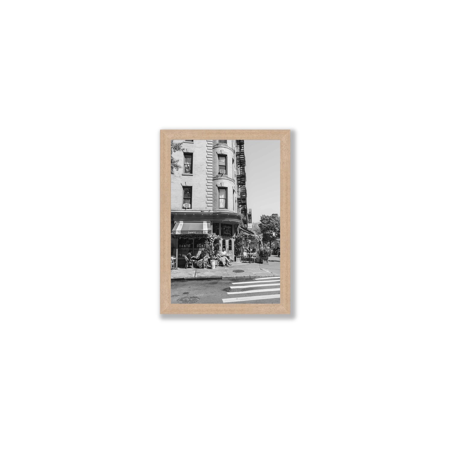Sunny Soiree New York NYC Black & White wall art Small full-bleed fine art print in natural oak frame
