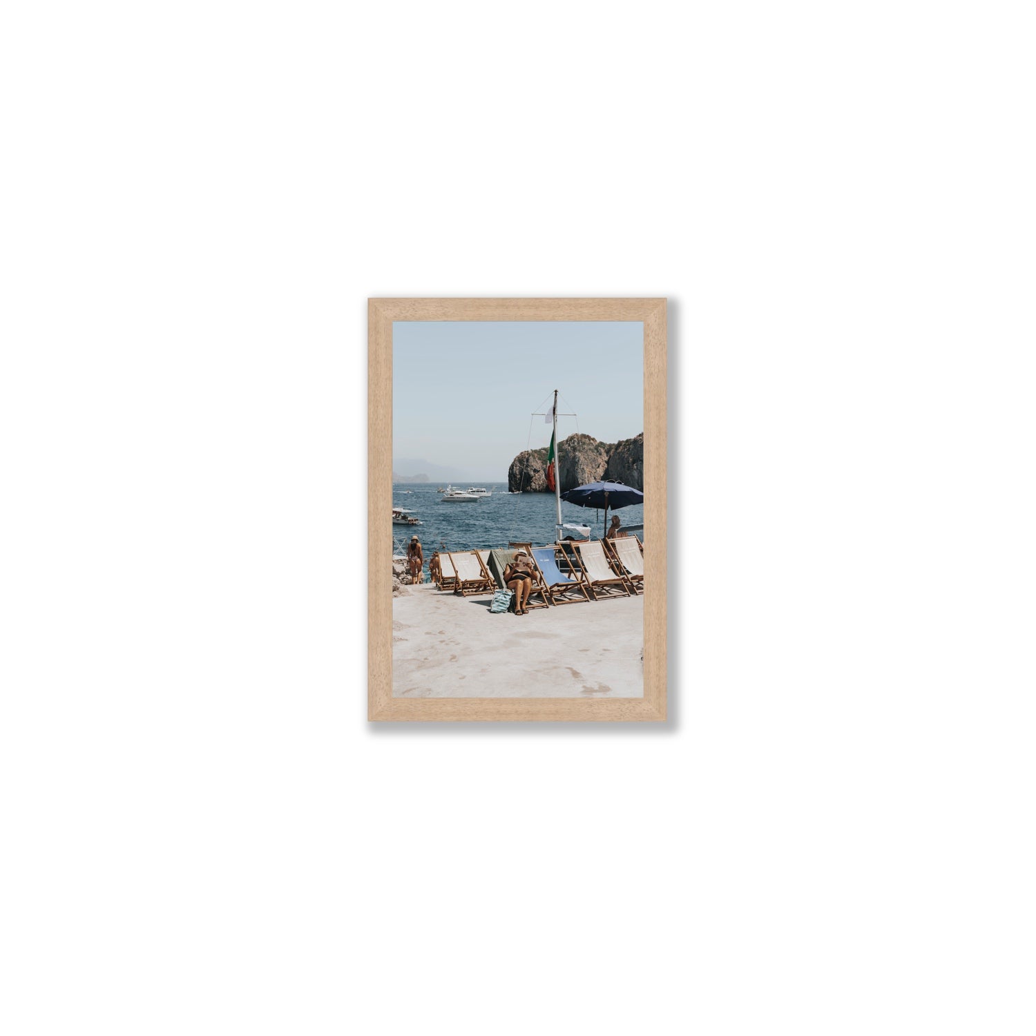 Vintage Sun Goddess fine art print, Capri, Italy, Small, Natural Oak Frame · Full Bleed, Fine Art Print