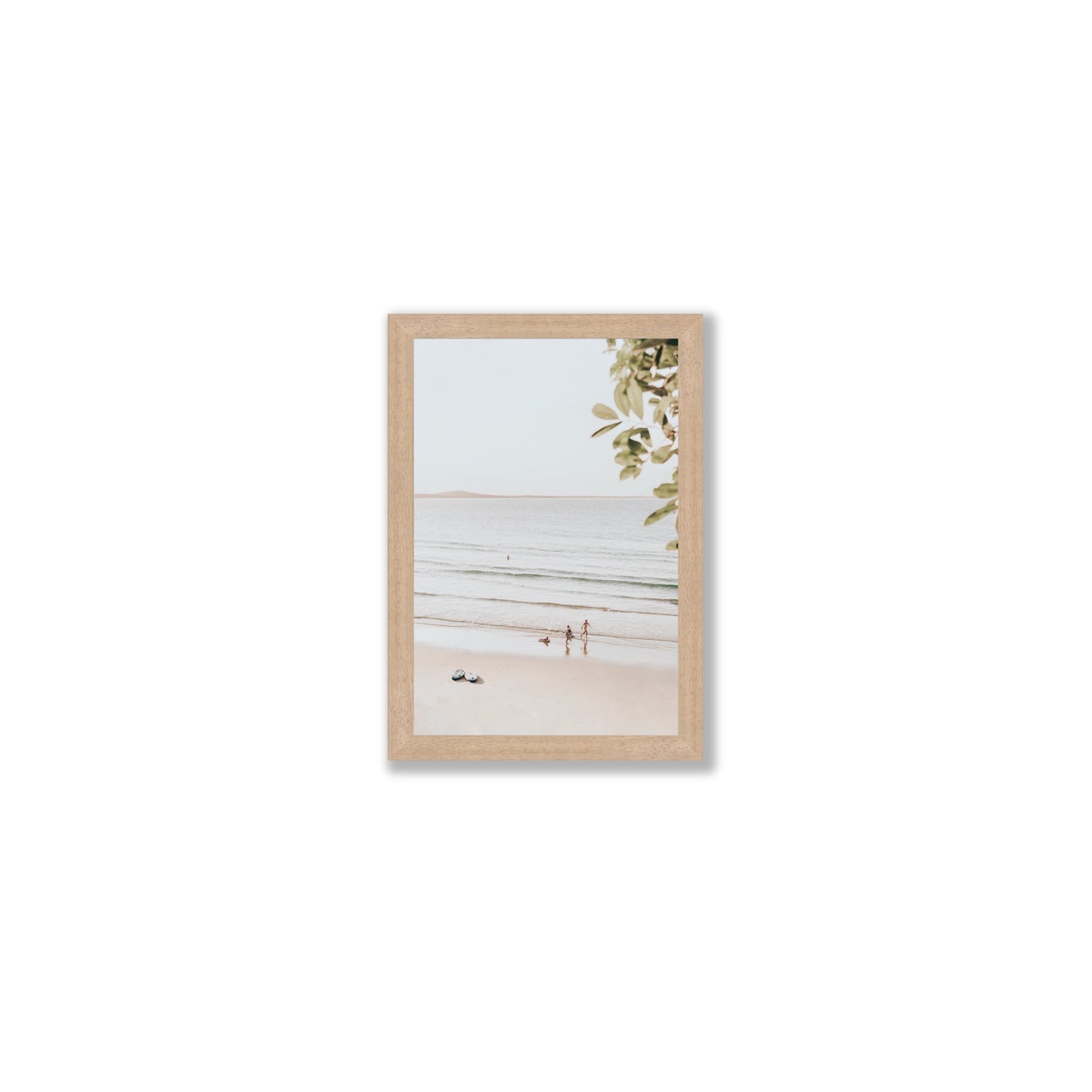 Walking On Sunshine fine art print, Noosa, Australia, coastal scenes artwork, Small, Natural Oak Frame · Full Bleed, Fine Art Print