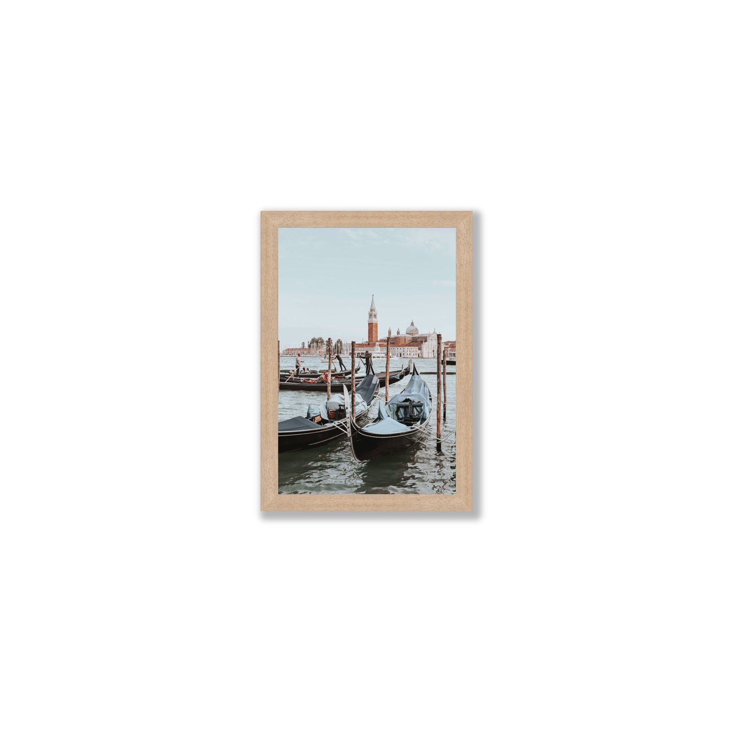 Italian Commute Venice Italian Mediterranean decor wall art Small full-bleed fine art print in natural oak frame
