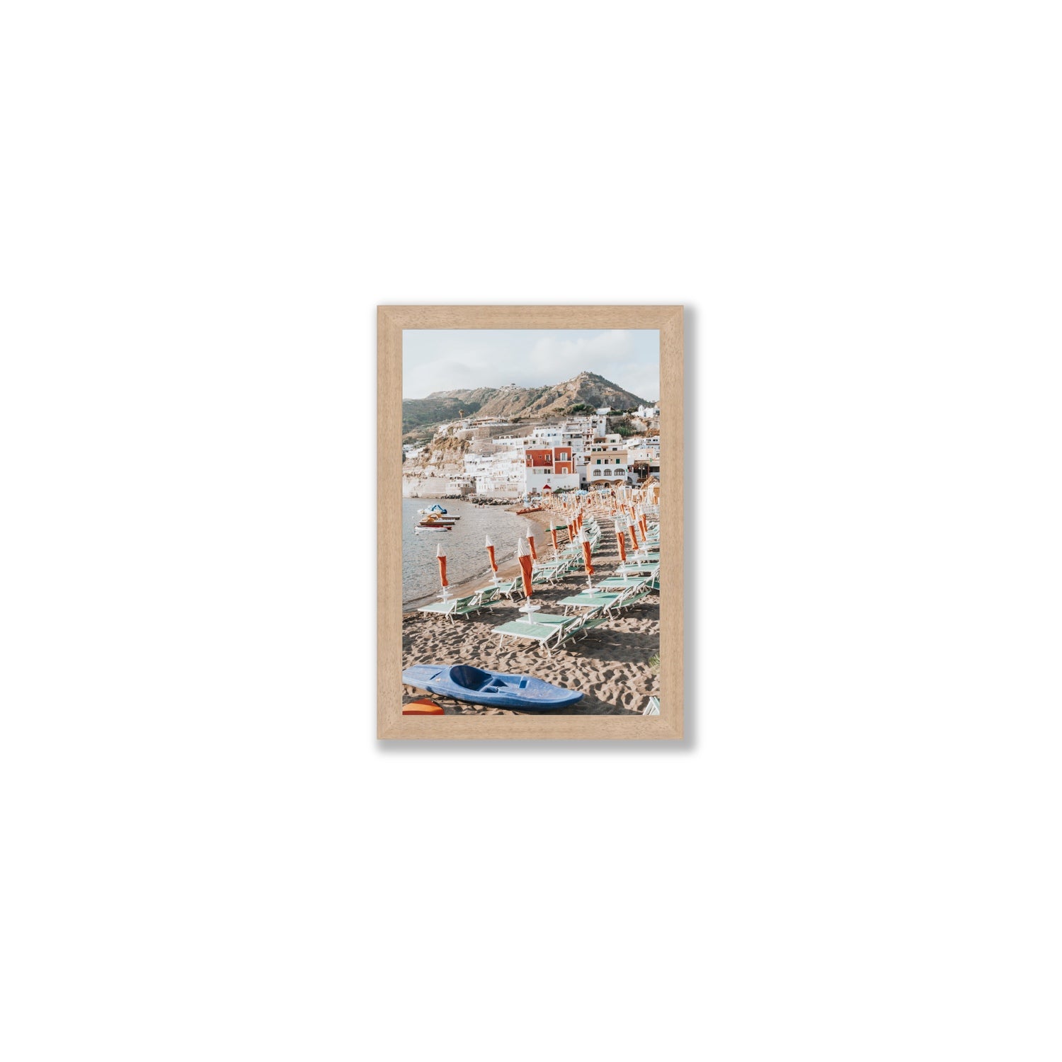 L'Isola del Paradiso Ischia Mediterranean wall art Small full-bleed fine art print in natural oak frame