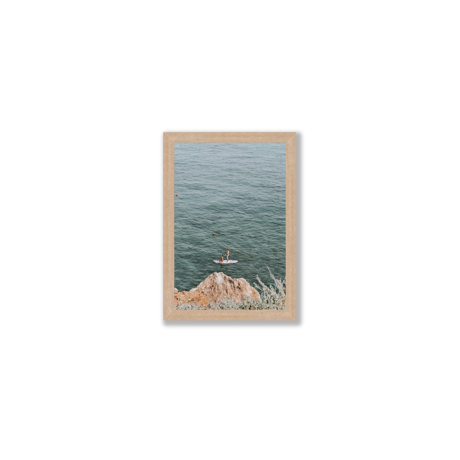 Into The Vibe Without Getting Wet Tuscany coastal wall art Small full-bleed fine art print in natural oak frame
