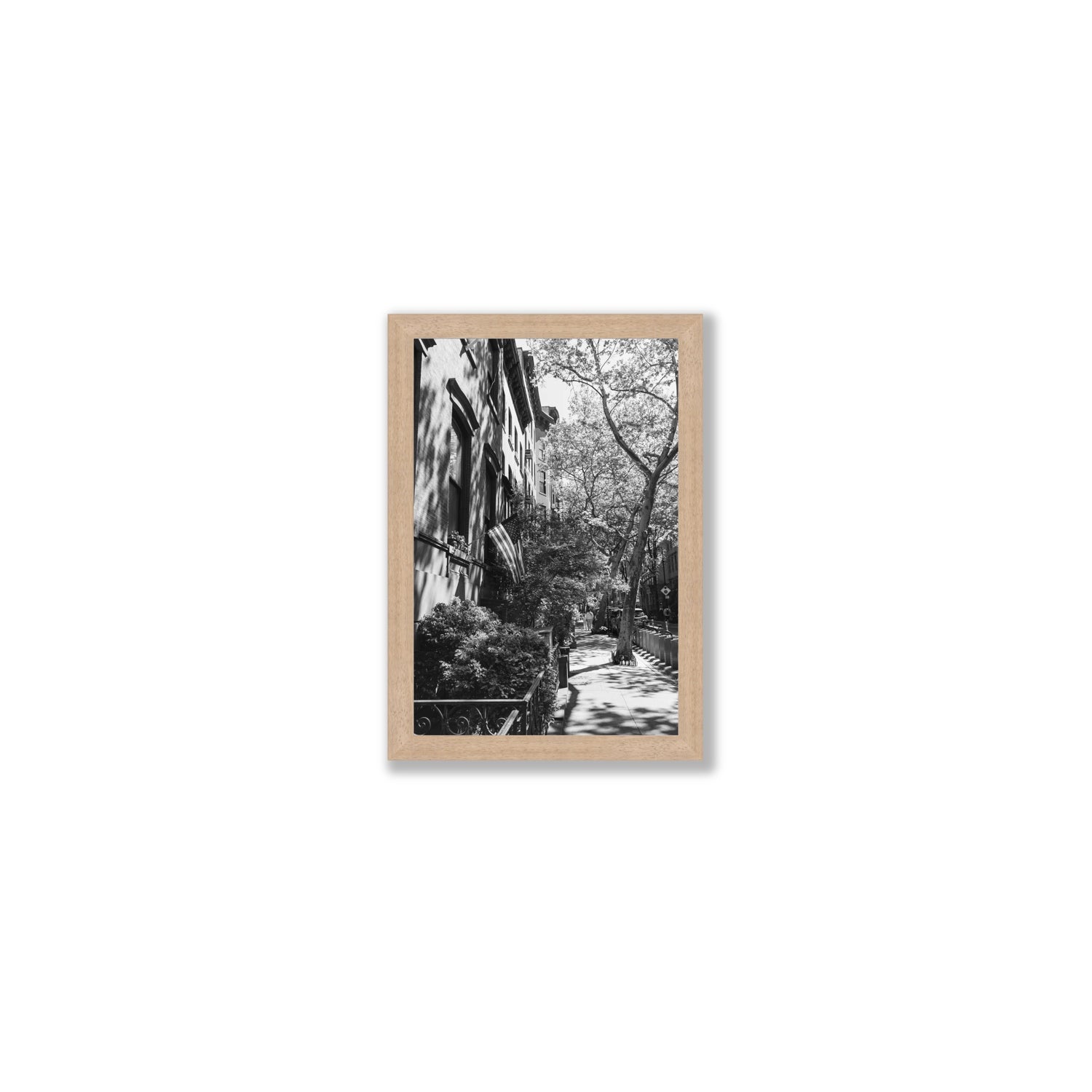 Urban Patriotism New York NYC Black & White wall art Small full-bleed fine art print in natural oak frame