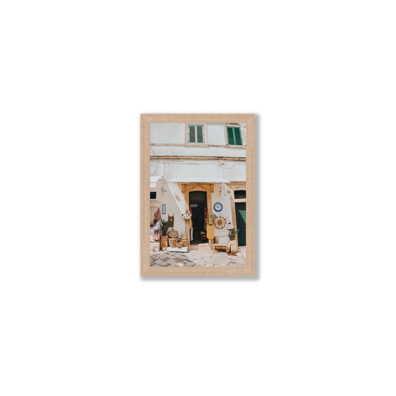 Artisan Ambience Puglia Italian wall art Small full-bleed fine art print in natural oak frame