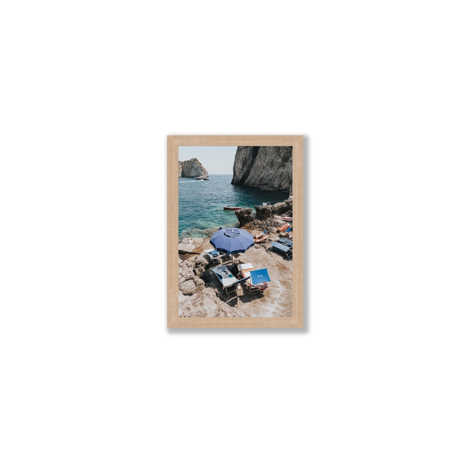Lonely Loungers fine art print, Capri, Italy, Small, Natural Oak Frame · Full Bleed, Fine Art Print