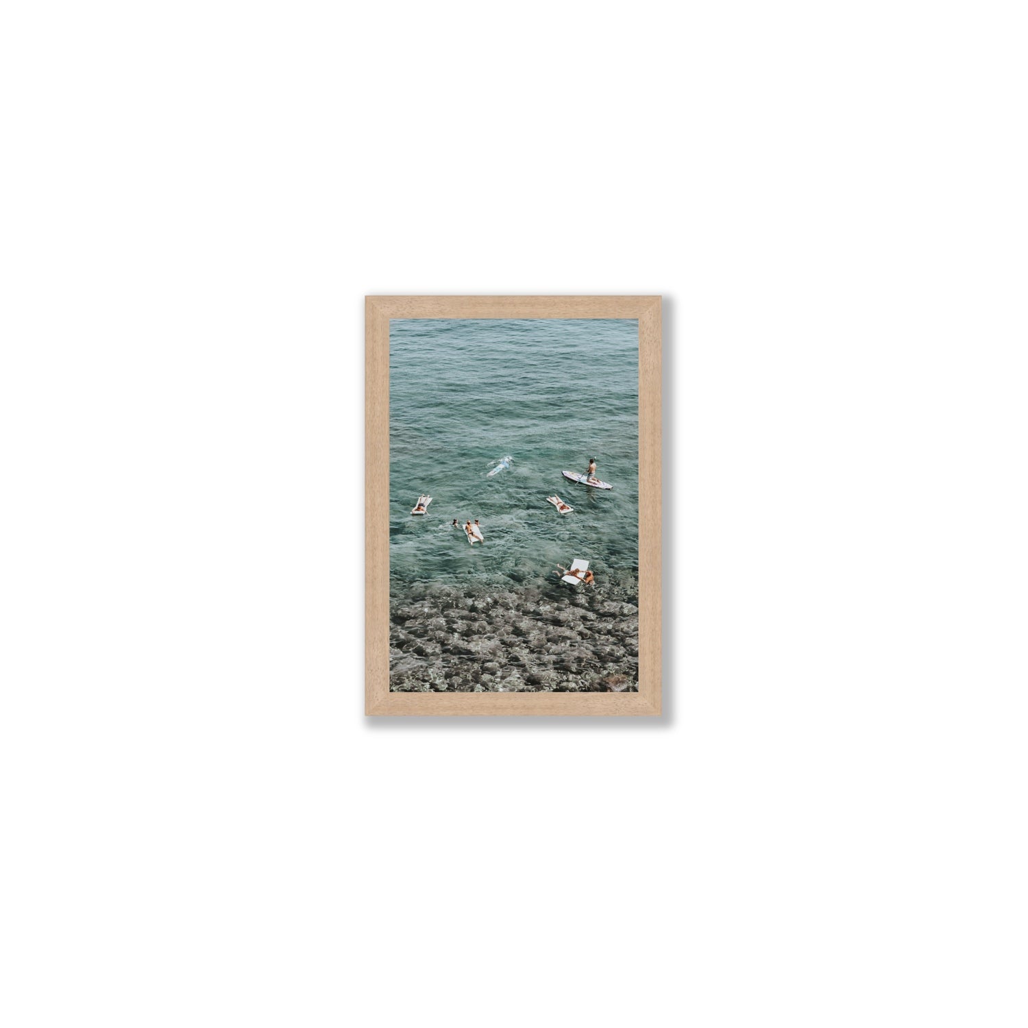 The Big Chill Tuscany coastal Italian wall art Small full-bleed fine art print in natural oak frame