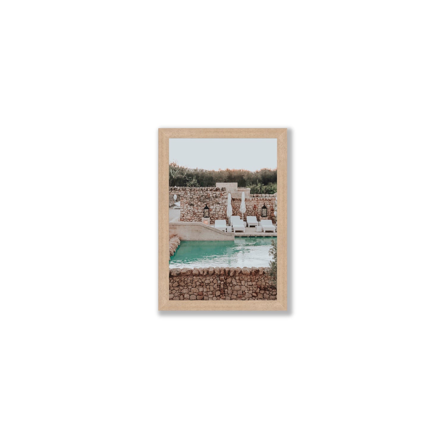 Stone Refuge fine art print, Puglia, Italy, Small, Natural Oak Frame · Full Bleed, Fine Art Print