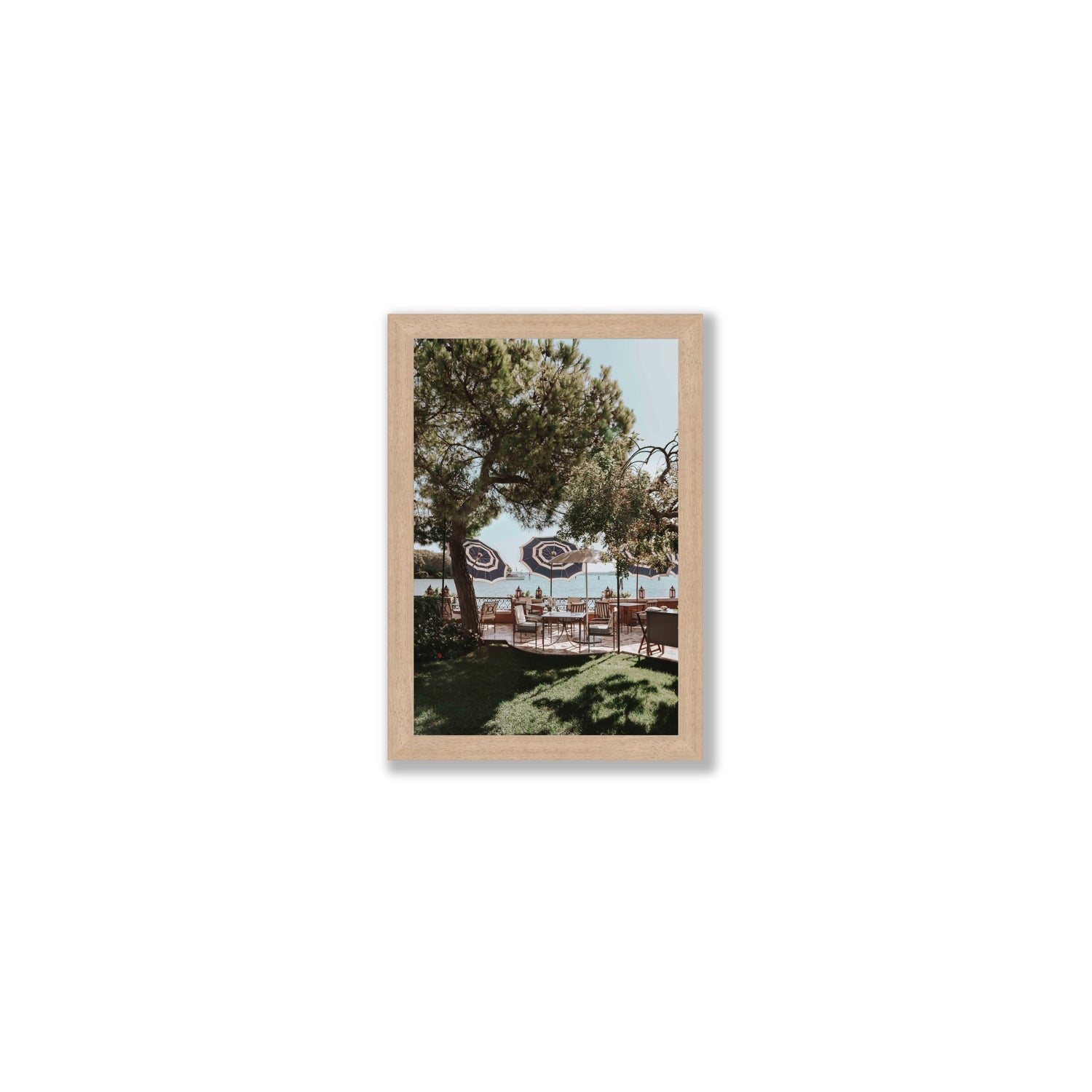 Tranquil Gardens Venice Italian wall art Small full-bleed fine art print in natural oak frame