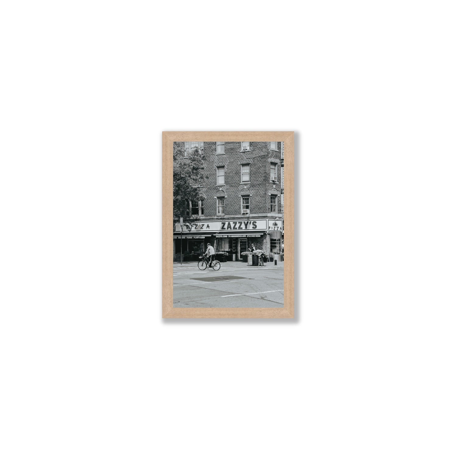 Zazzy's New York NYC Black & White wall art Small full-bleed fine art print in natural oak frame