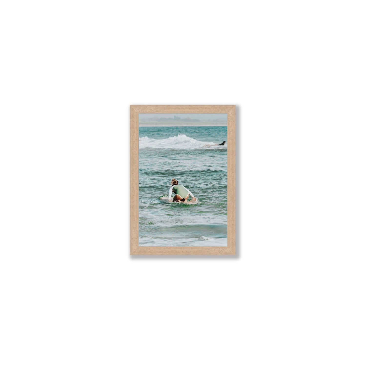 Quincy Byron Bay Surf coastal wall art Small full-bleed fine art print in natural oak frame