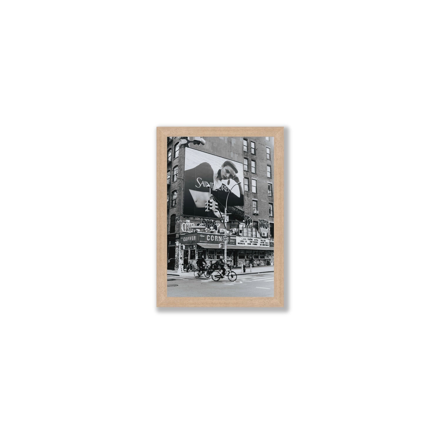 Runway To Rooftops New York NYC Black & White wall art Small full-bleed fine art print in natural oak frame