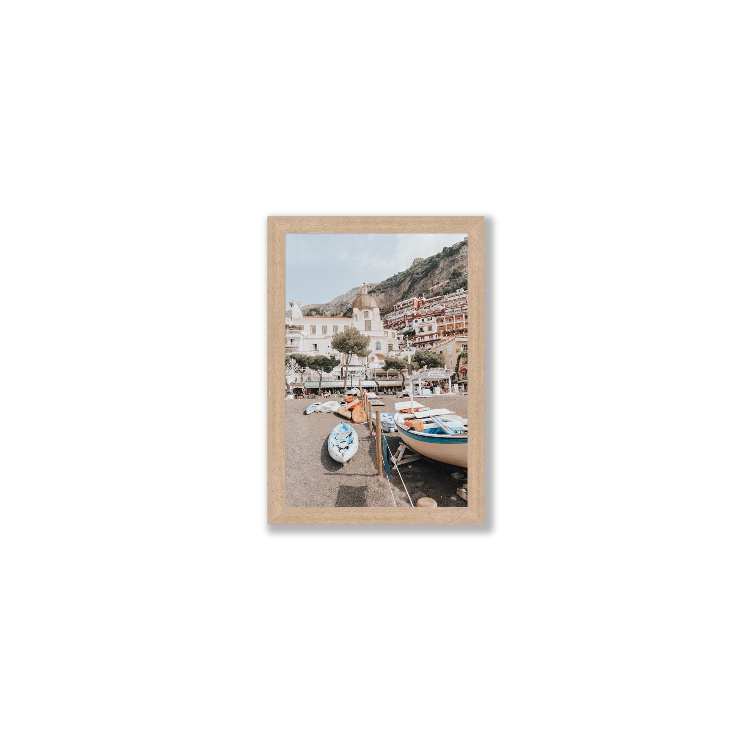 Seaside Hues Positano wall art Small full-bleed fine art print in natural oak frame