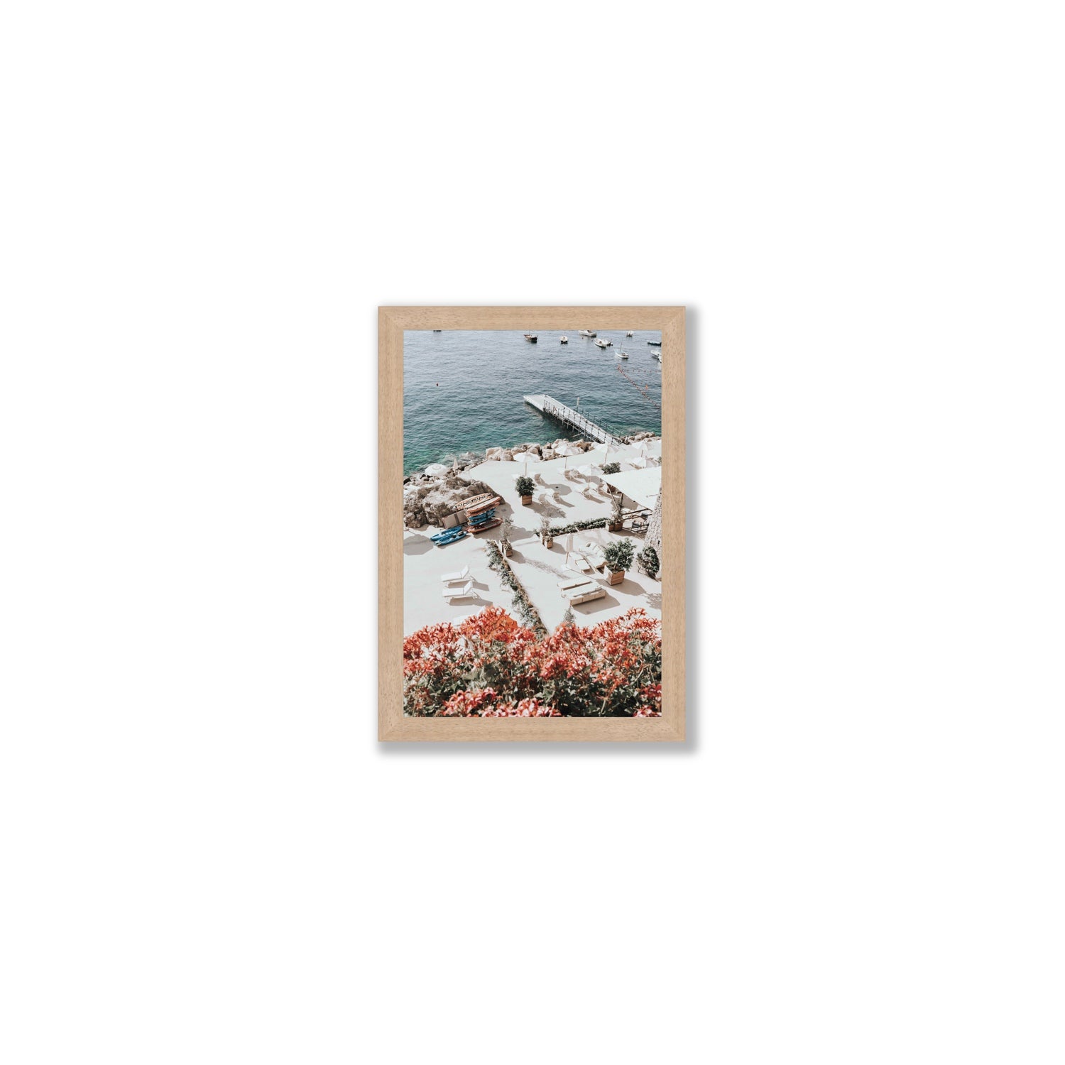 A Work of Art Amalfi coastal wall art Small full-bleed fine art print in natural oak frame