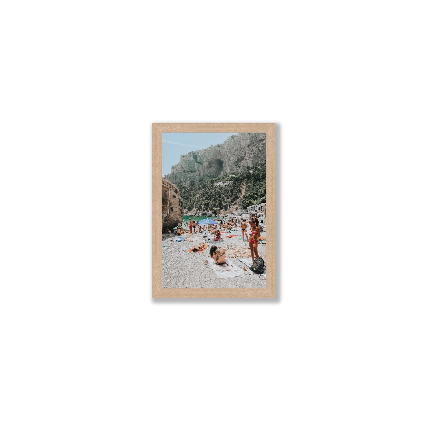 Marina Piccola Capri Mediterranean wall art Small full-bleed fine art print in natural oak frame