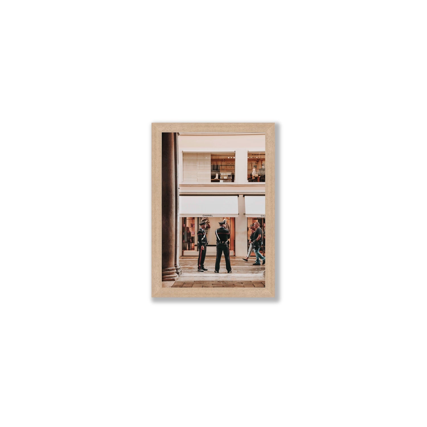 Style Police Venice Italian wall art Small full-bleed fine art print in natural oak frame