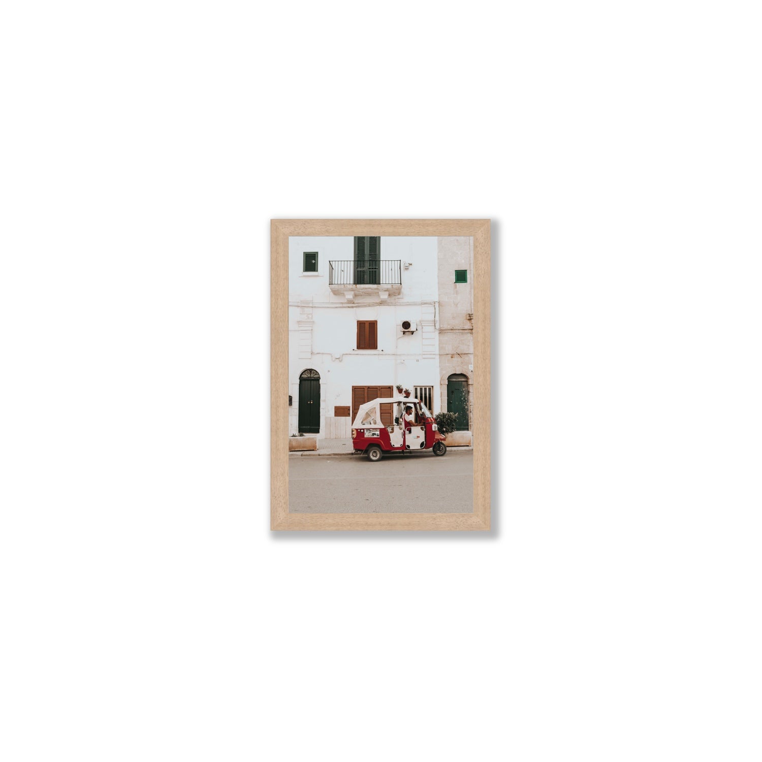 Groovy Piaggio Puglia Italian wall art Small full-bleed fine art print in natural oak frame
