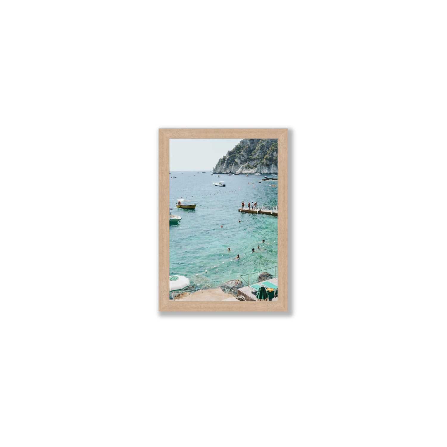 Delizia Pomeridiana Capri coastal wall art Small full-bleed fine art print in natural oak frame