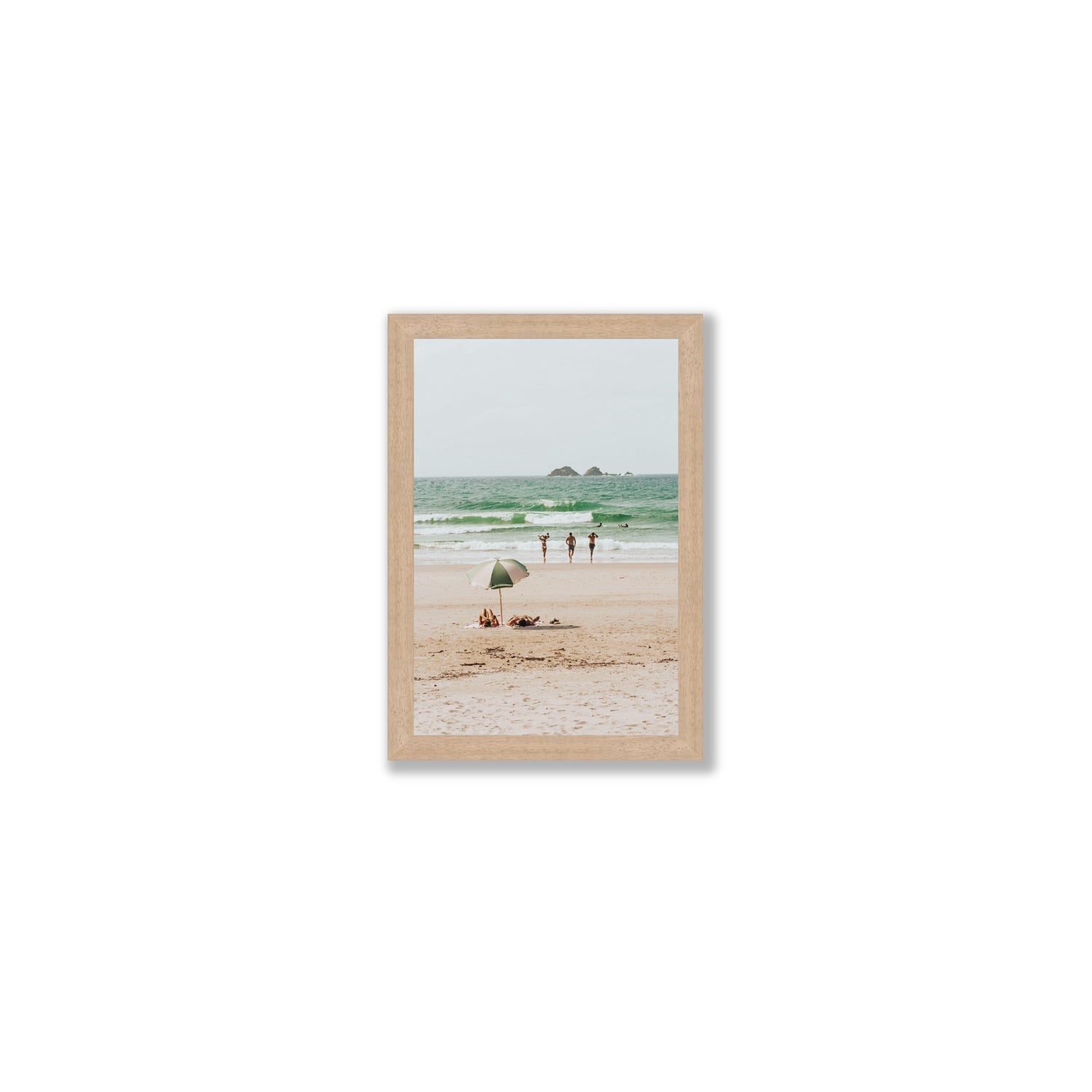 Escape The Ordinary Byron Bay coastal decor wall art Small full-bleed fine art print in natural oak frame